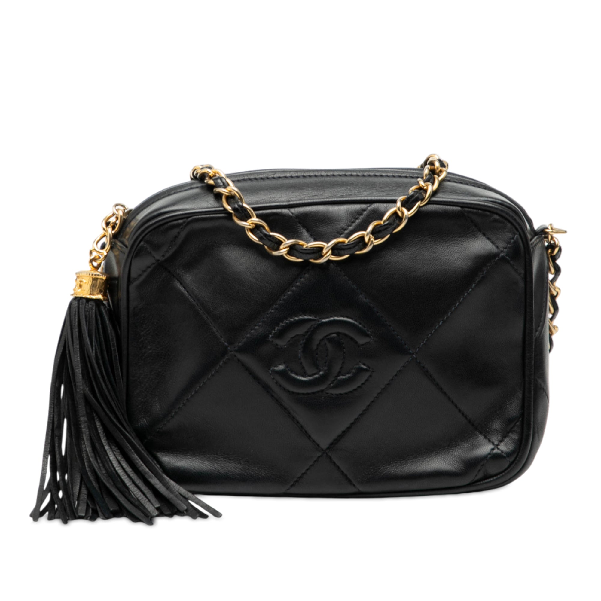Chanel CC Quilted Lambskin Tassel Camera Bag - image 1