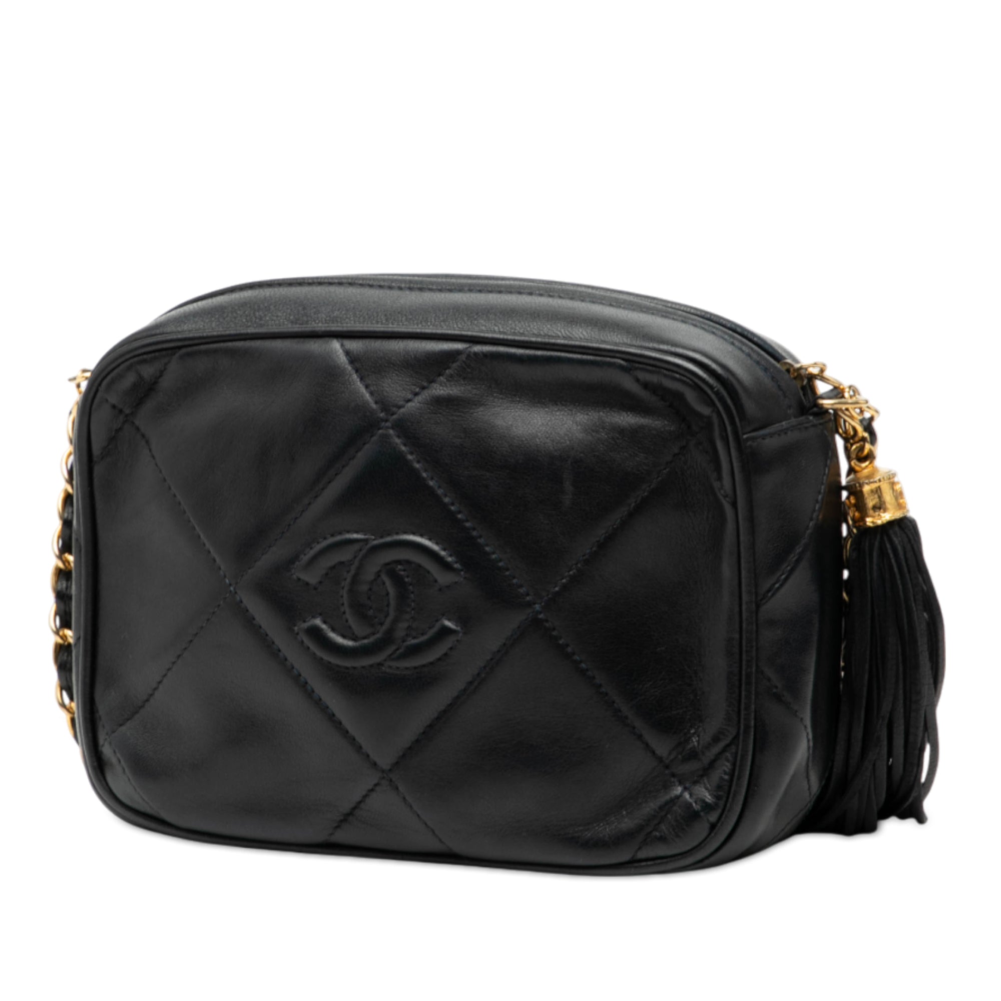 Chanel CC Quilted Lambskin Tassel Camera Bag - image 2