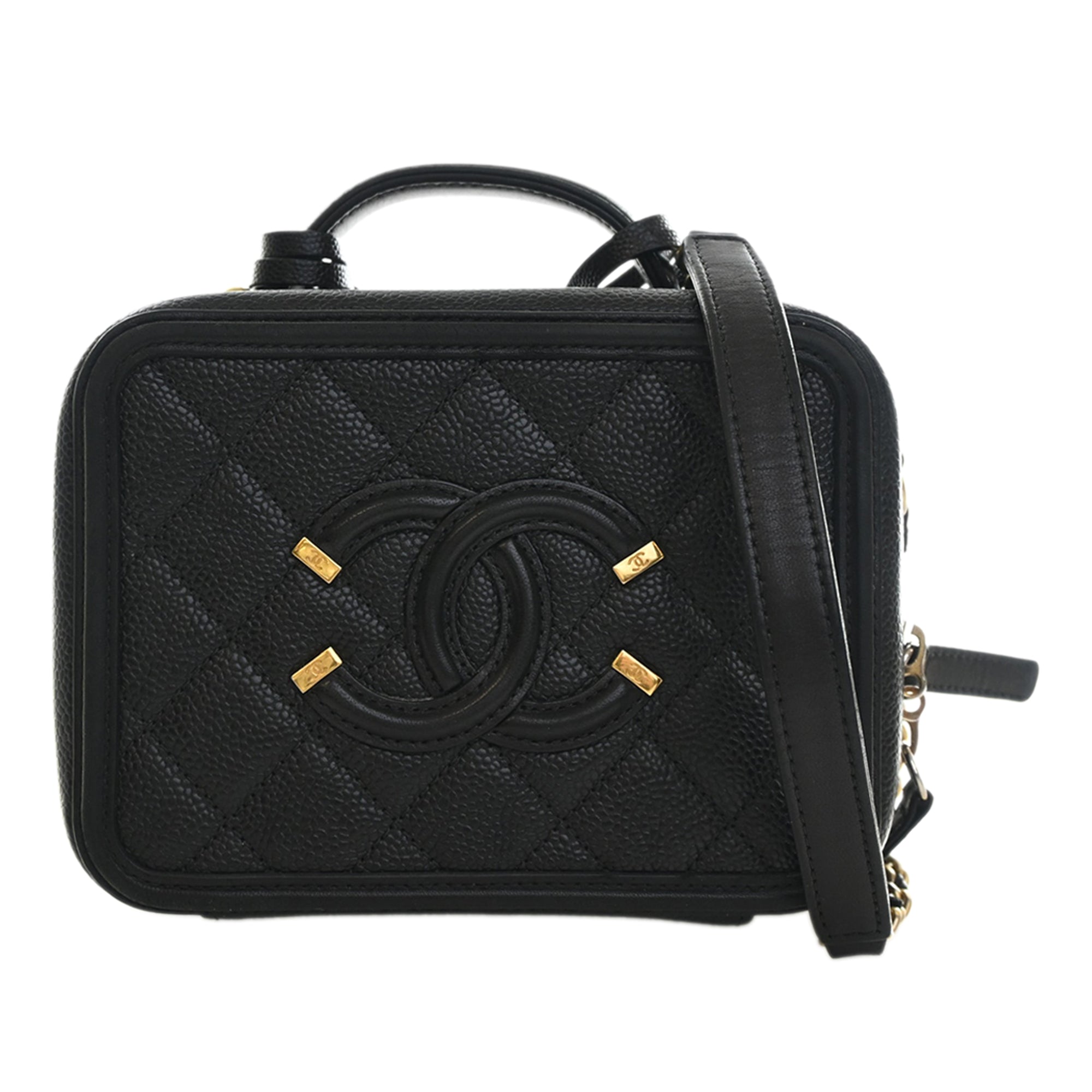 Chanel Small Caviar CC Filigree Vanity Case - image 1
