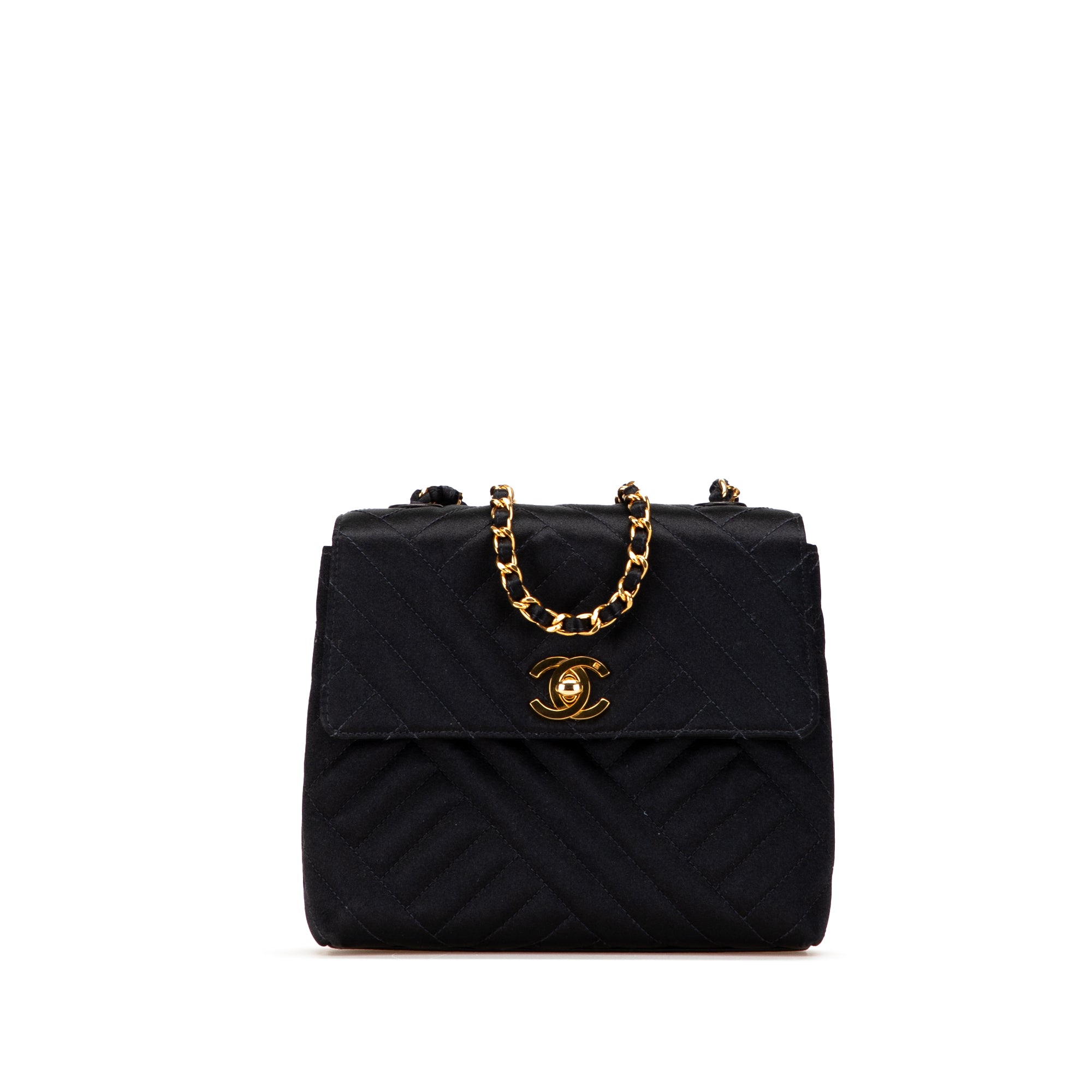 Chanel Mini Square Diagonal Quilted Satin Single Flap - image 1