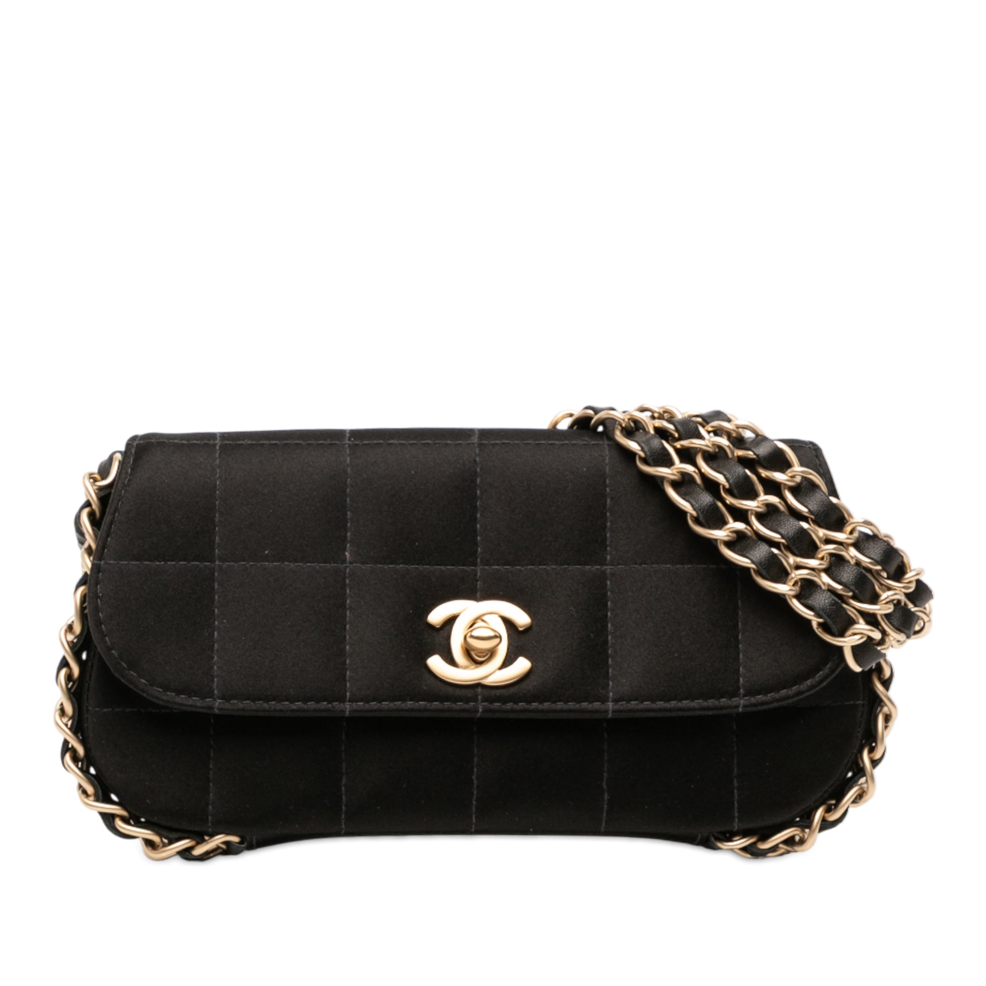 Chanel Mini Chocolate Bar Satin Triple Chain Single Flap - image 1