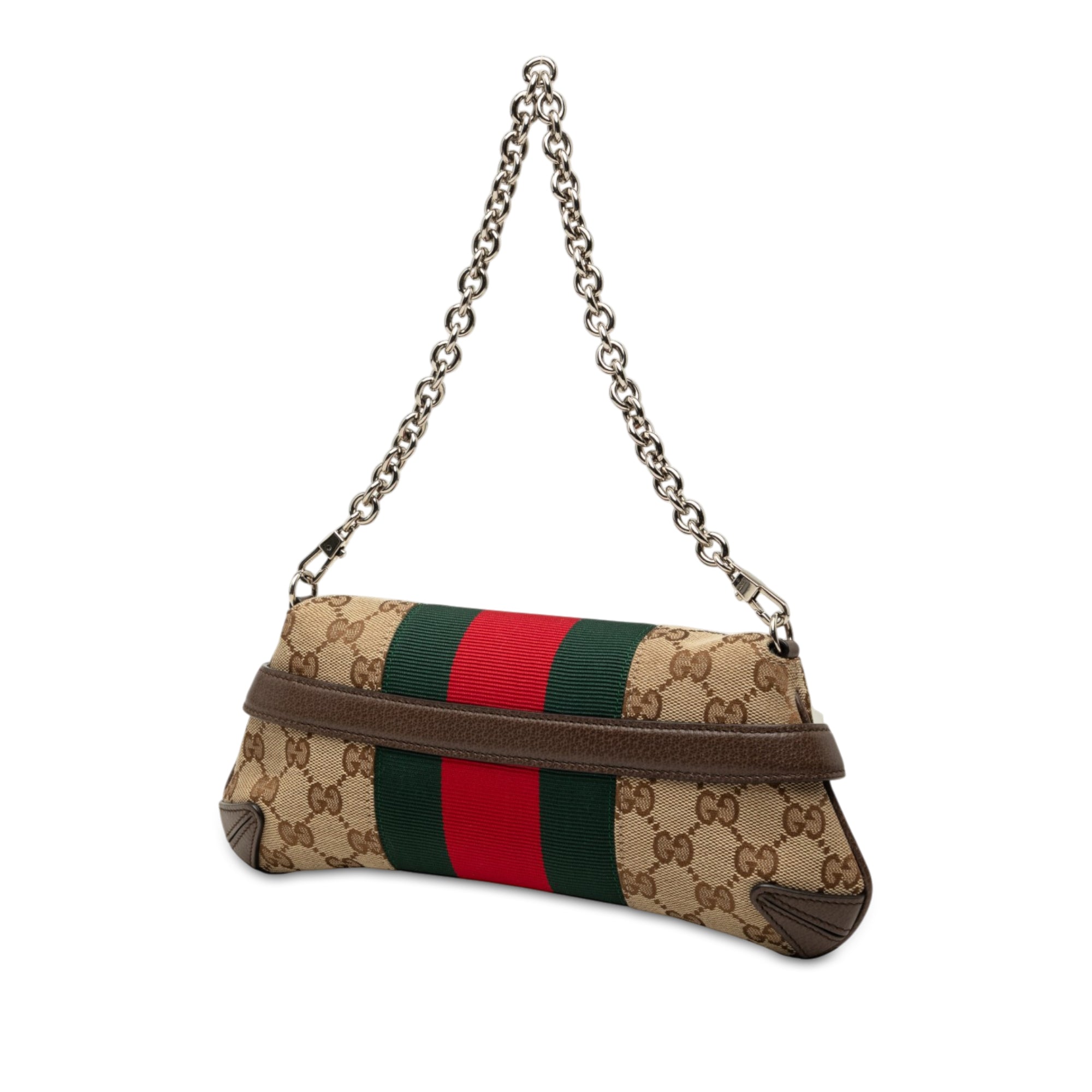 Gucci Small GG Canvas Horsebit Web Chain Satchel - image 2