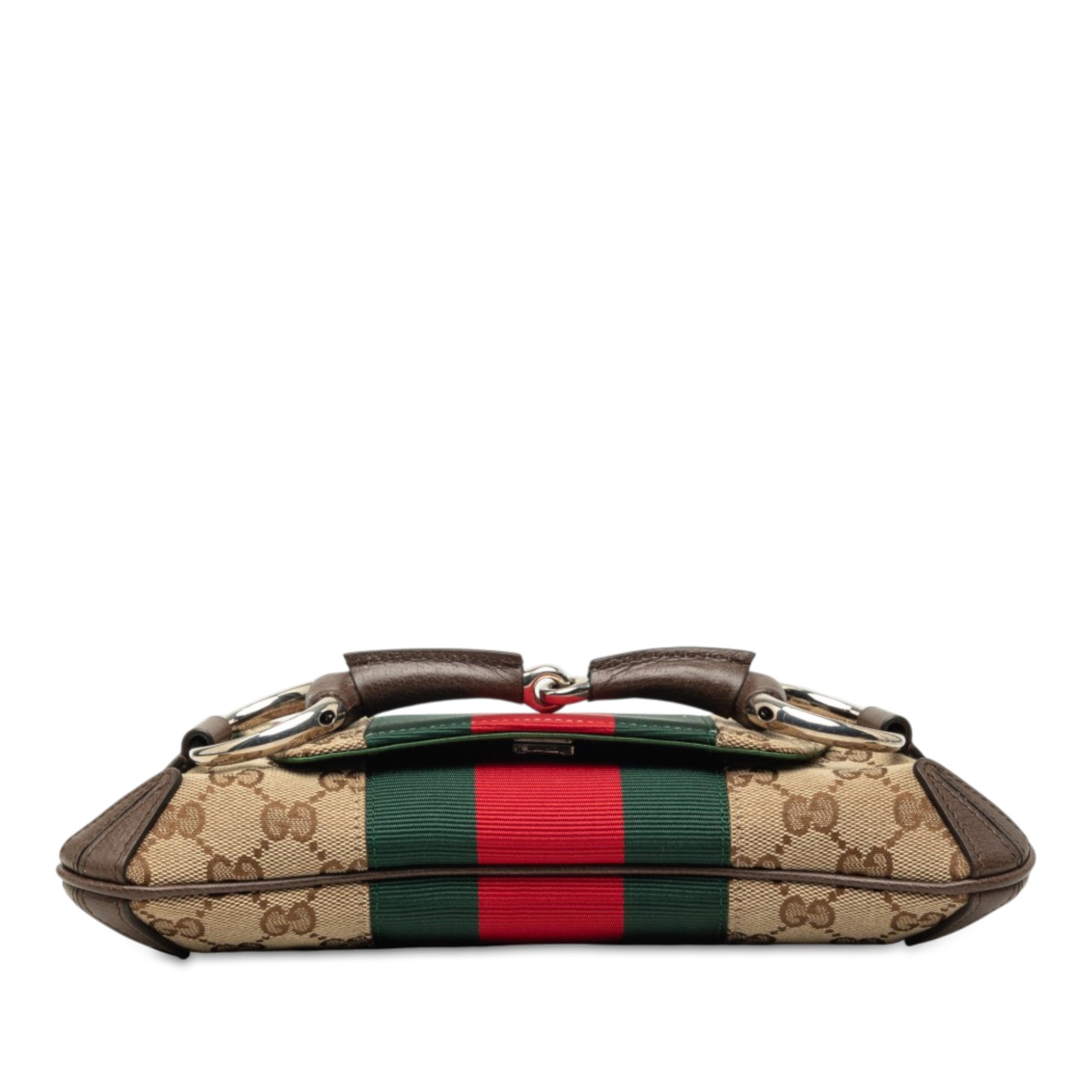 Gucci Small GG Canvas Horsebit Web Chain Satchel - image 3