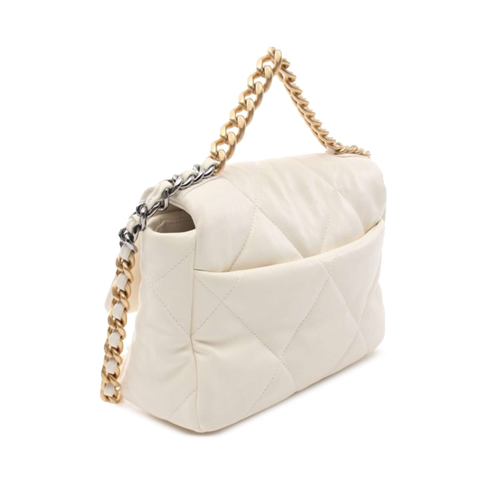 Chanel 19 Medium Flap Bag White Lambskin