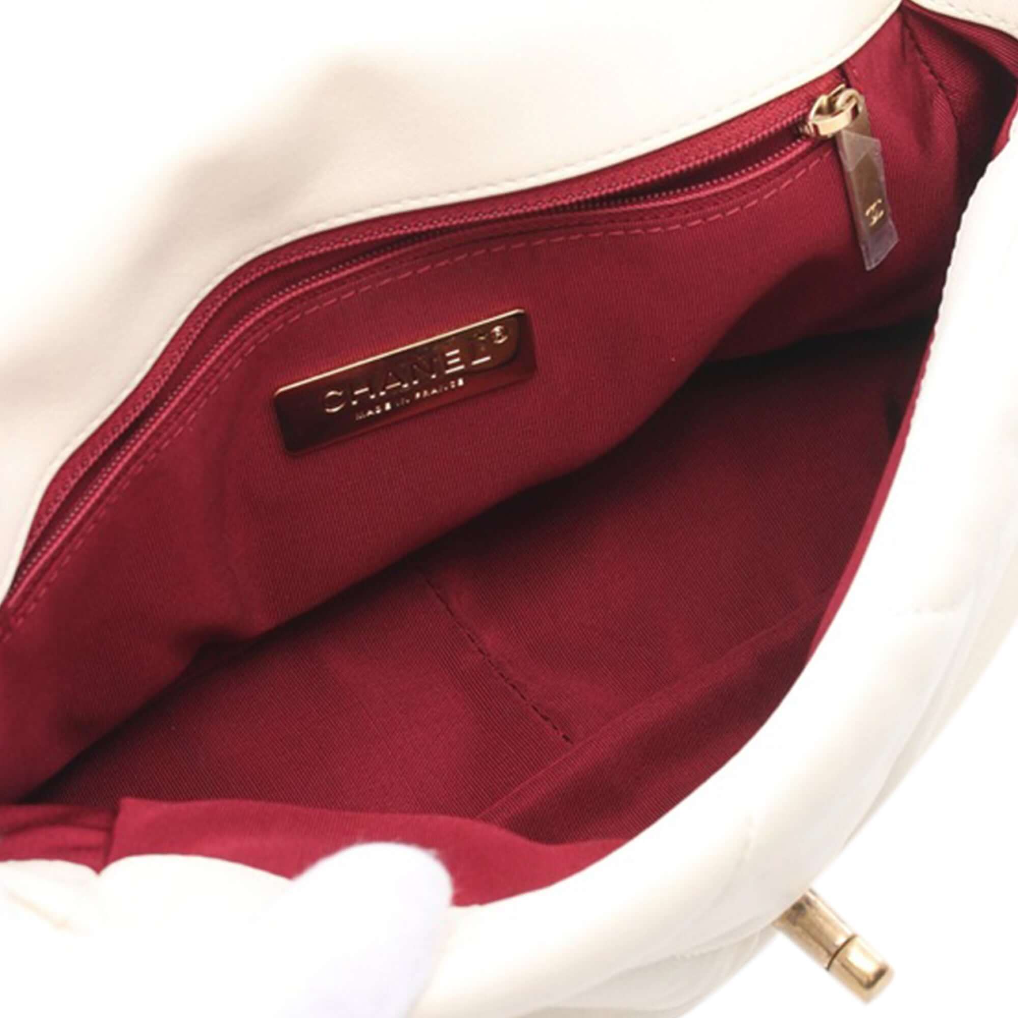 Chanel 19 Medium Flap Bag White Lambskin