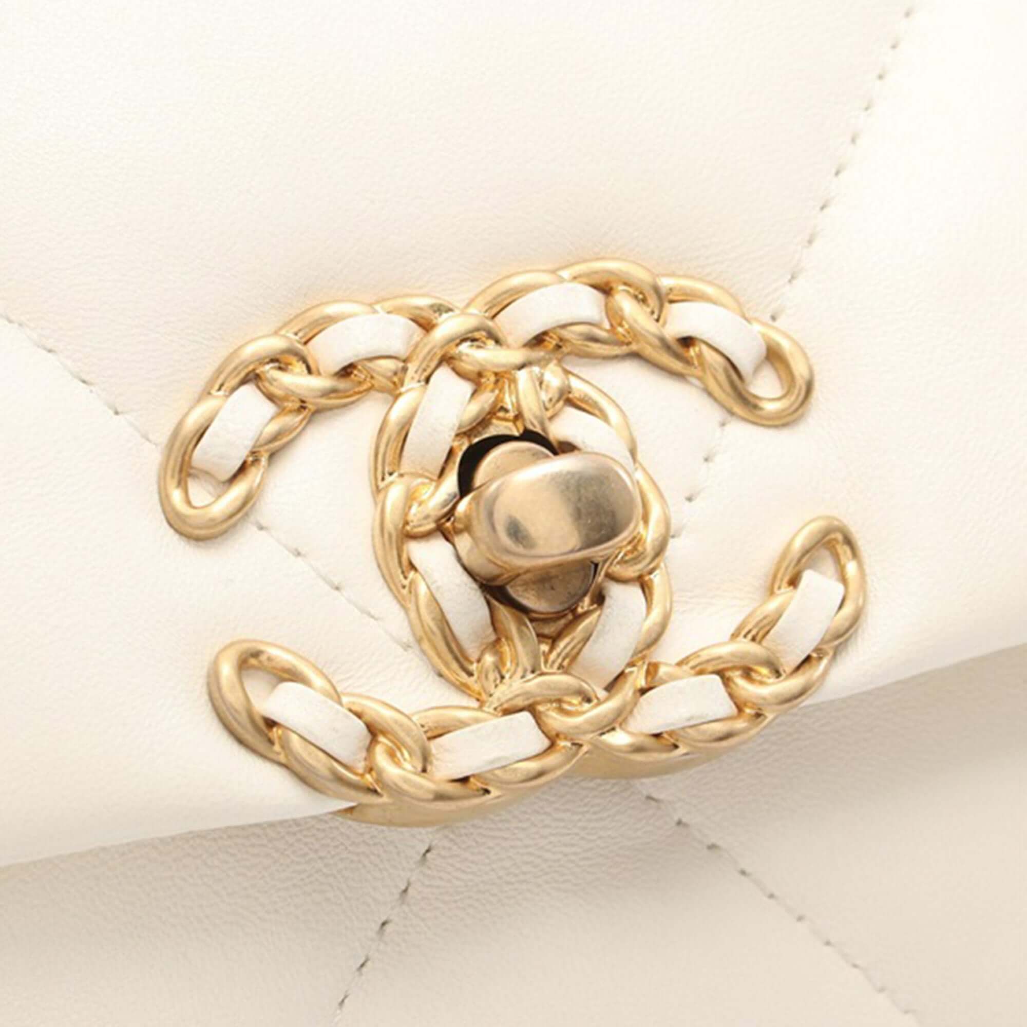 Chanel 19 Medium Flap Bag White Lambskin