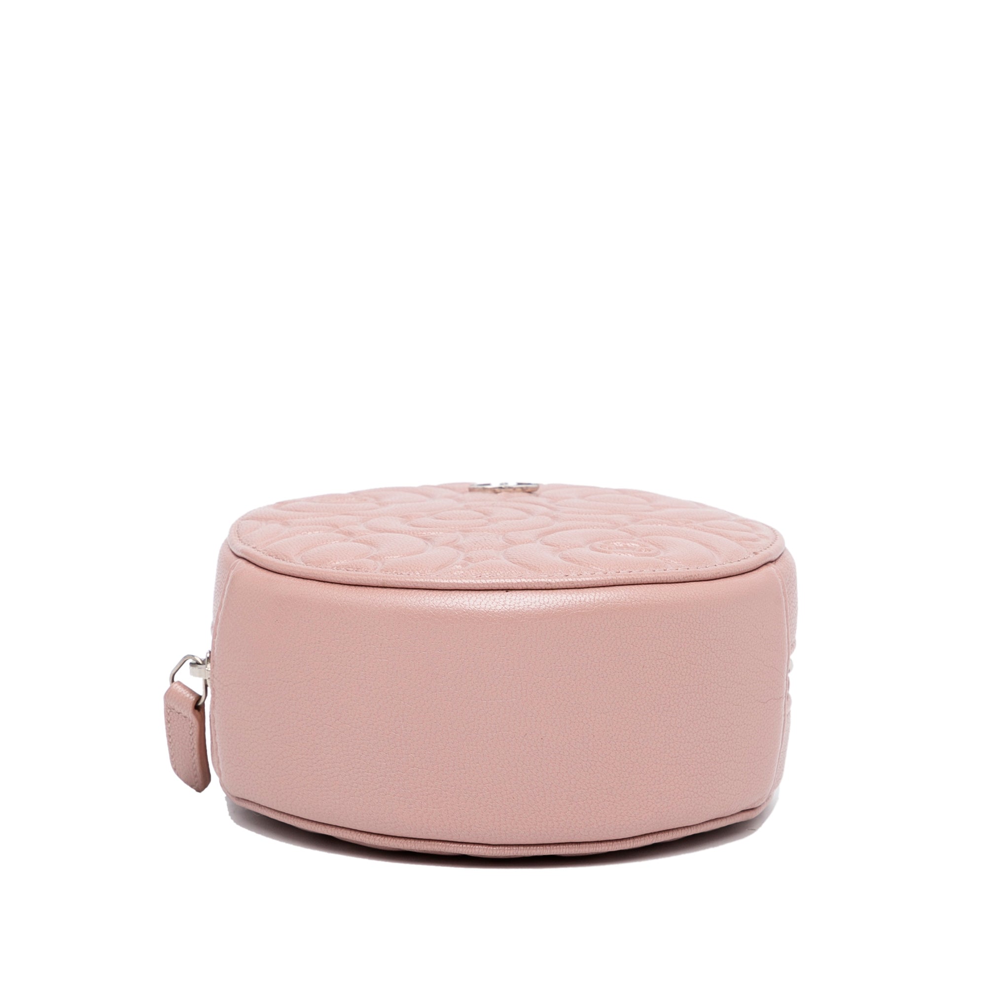 Chanel Goatskin Camellia Round Clutch With Chain - image 5