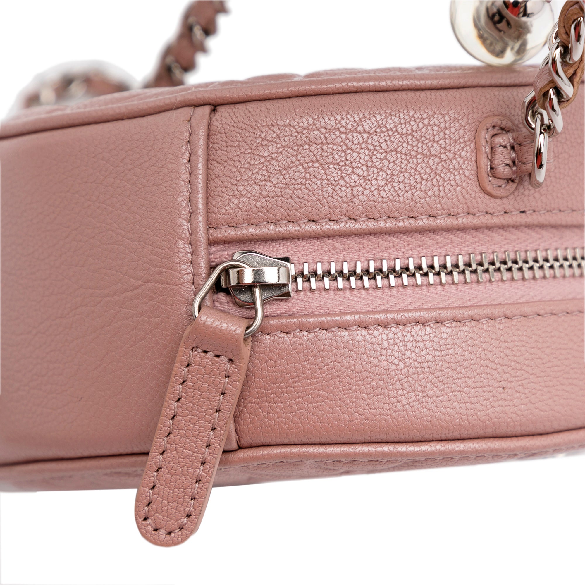 Chanel Goatskin Camellia Round Clutch With Chain - image 9