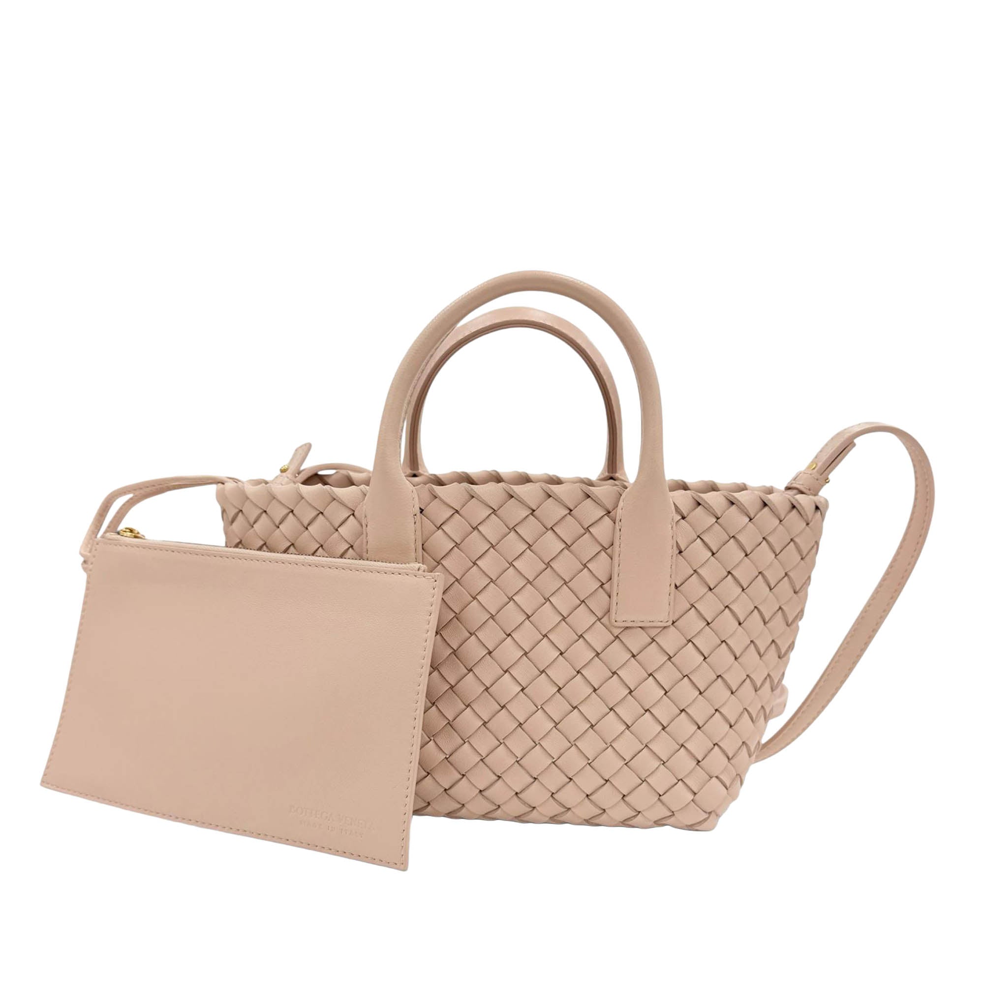 Bottega Veneta Mini Lambskin Intreccio Cabat Tote - image 1