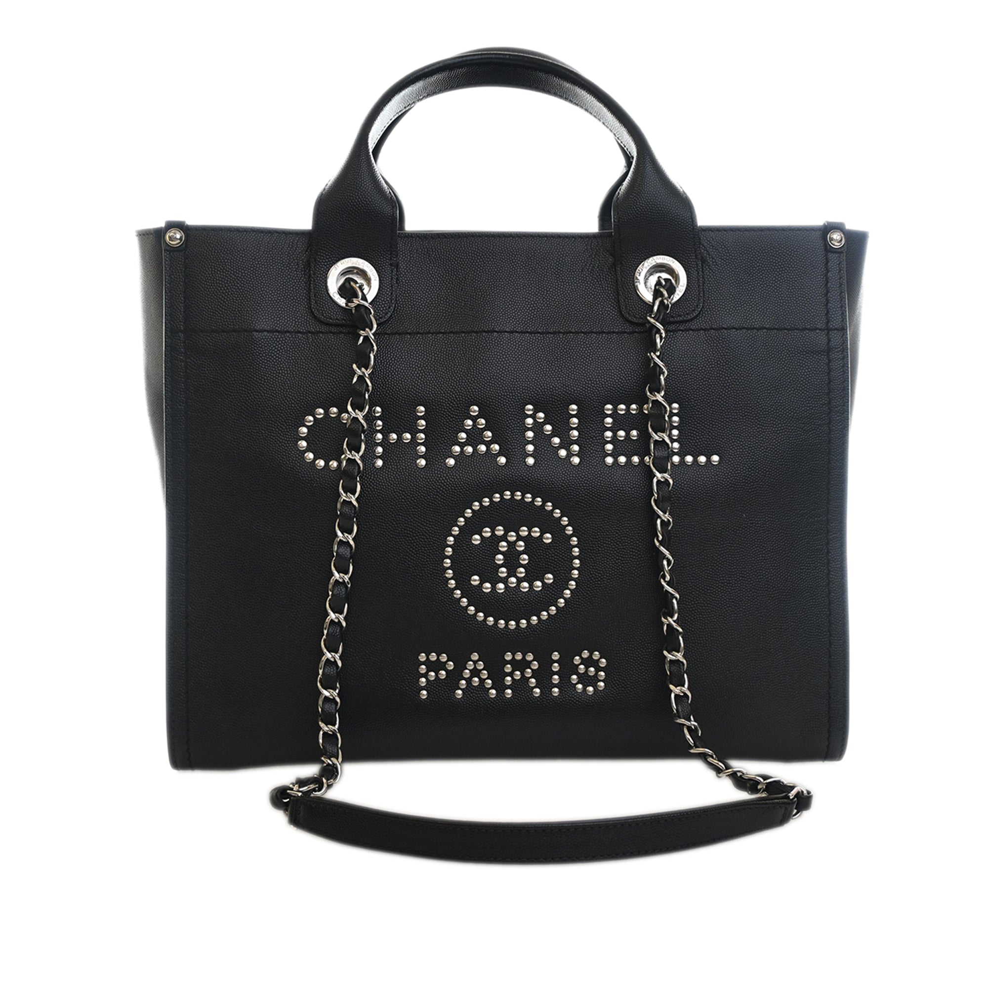 Chanel Small Caviar Studded Deauville Tote - image 1