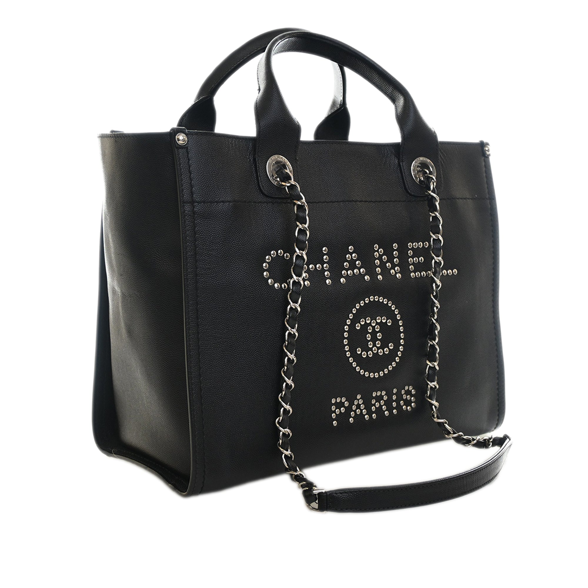 Chanel Small Caviar Studded Deauville Tote - image 3