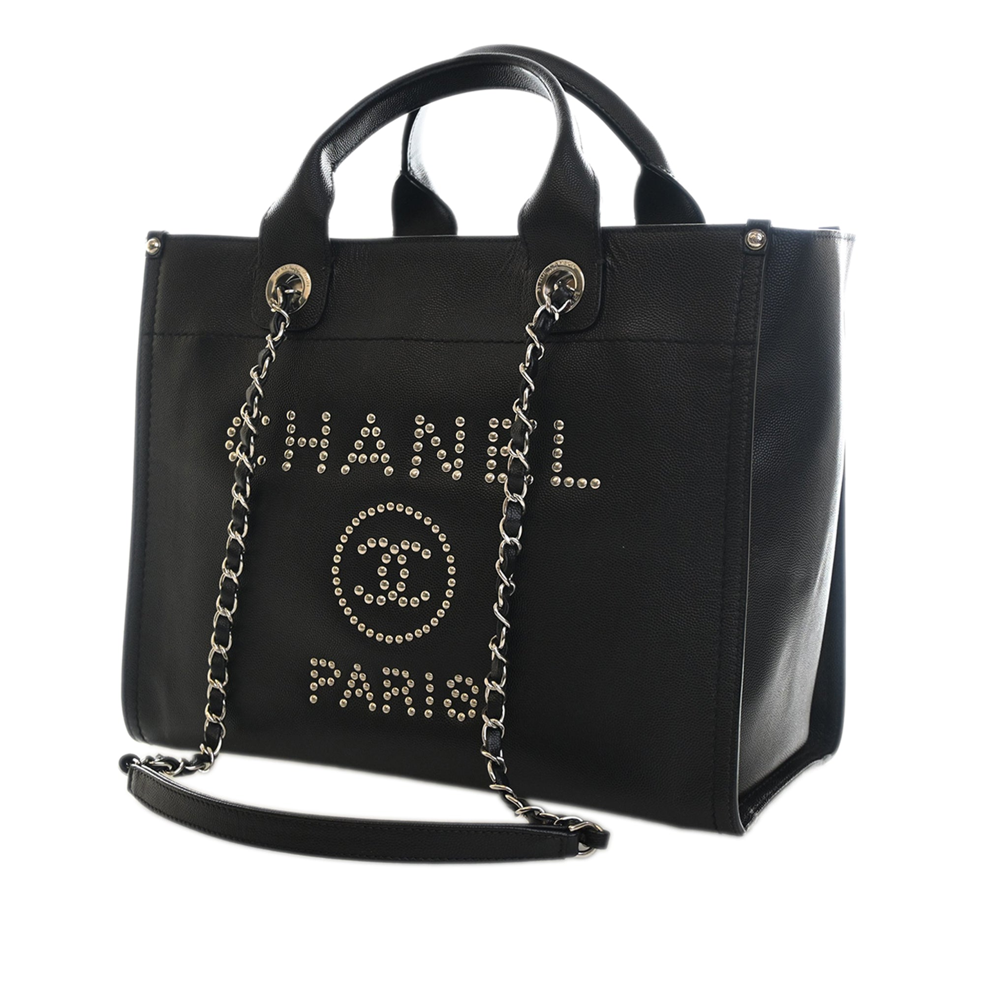 Chanel Small Caviar Studded Deauville Tote - image 4