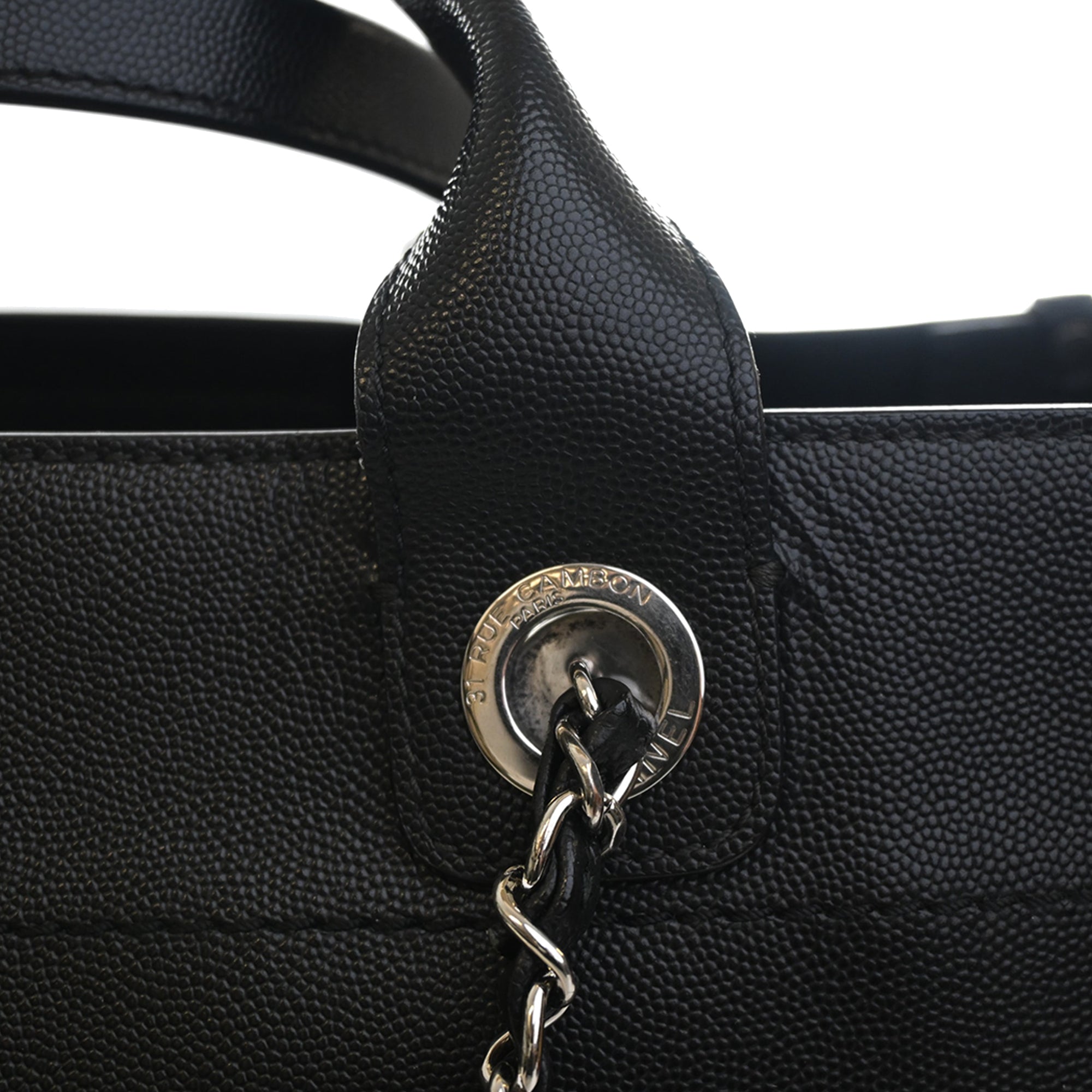 Chanel Small Caviar Studded Deauville Tote - image 9
