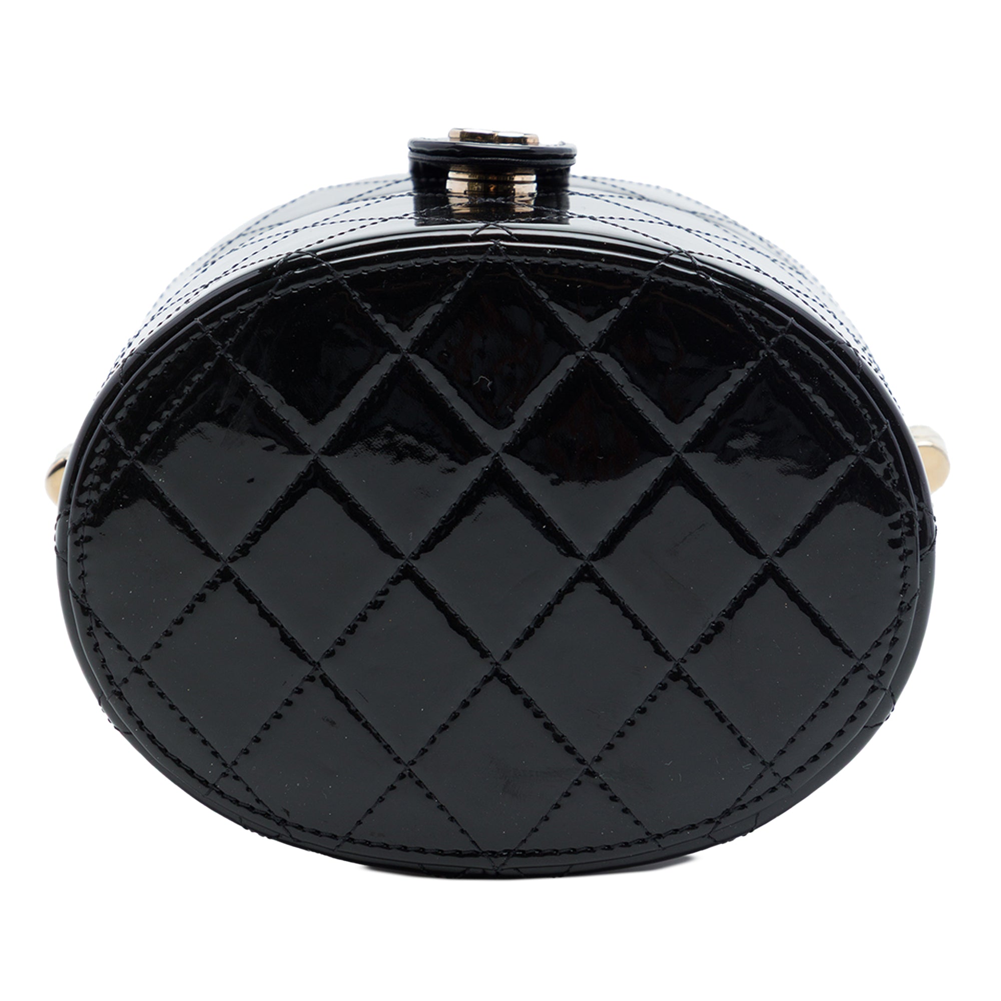 Chanel CC Quilted Patent Round Vanity Clutch With Chain - image 3