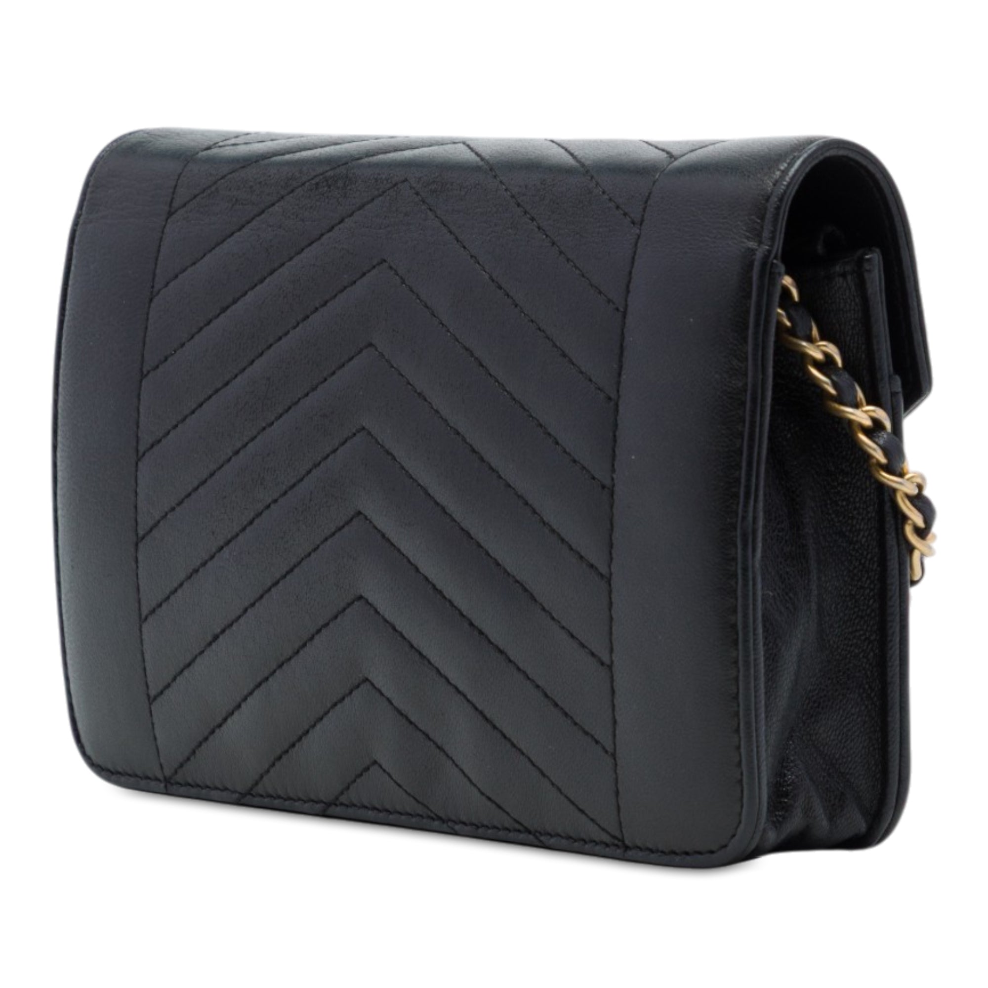 Chanel Reversed Chevron Lambskin Wallet on Chain - image 2