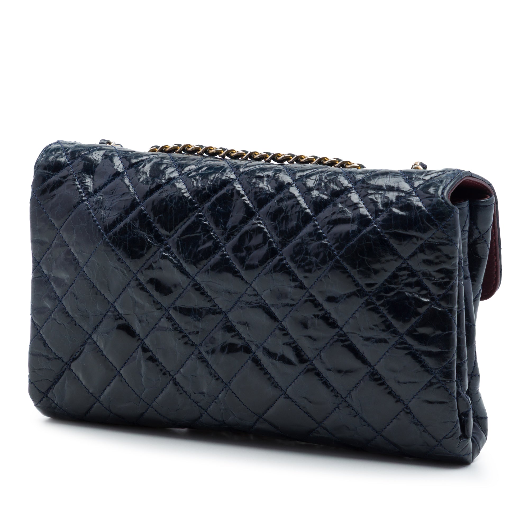 Chanel CC Quilted Crackled Glazed Calfskin Accordion Flap - image 2