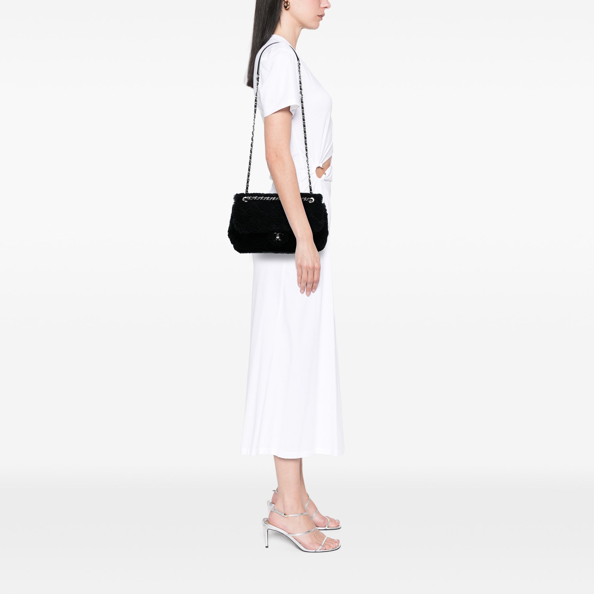 Chanel Jumbo Quilted Shearling Single Flap - image 7