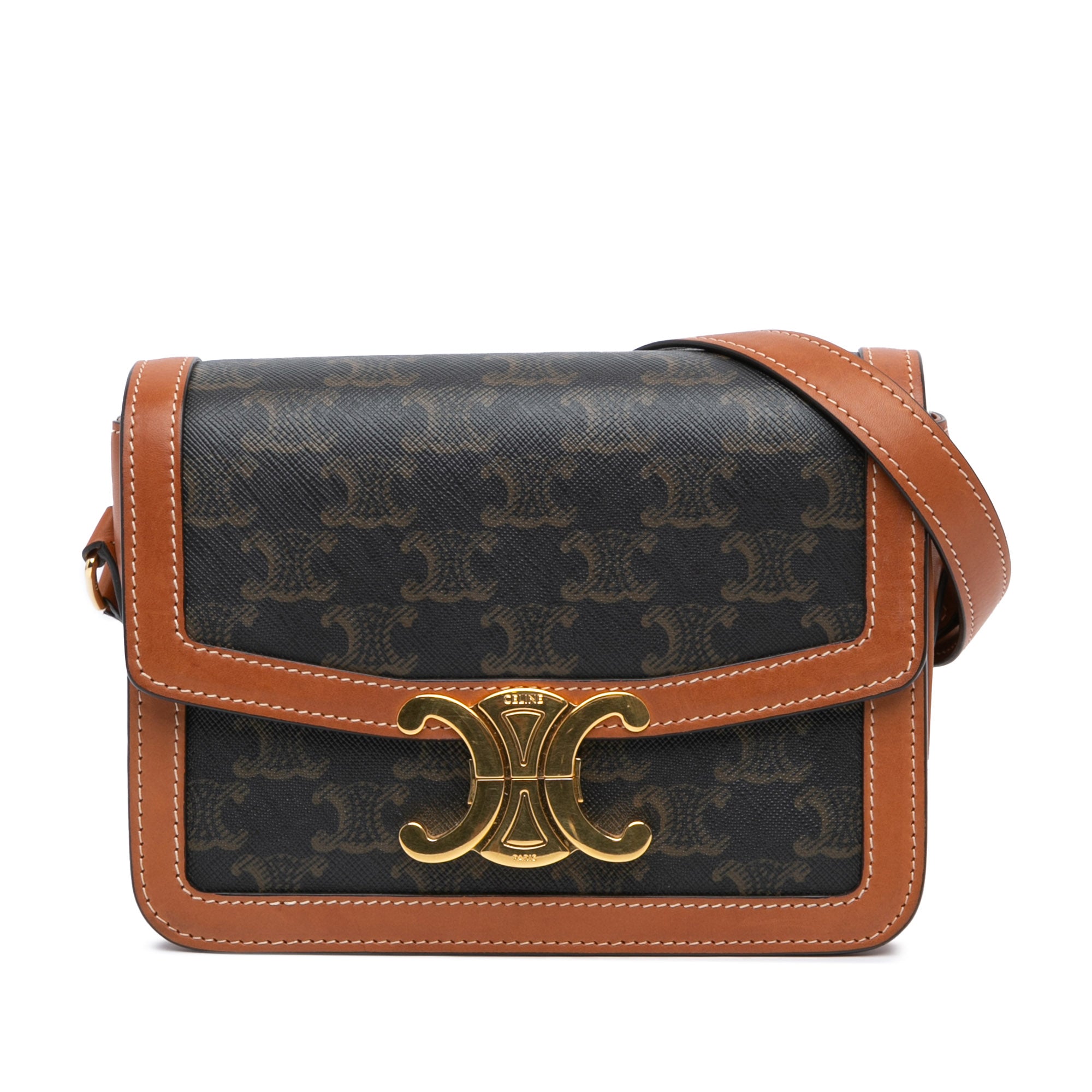 Celine Teen Triomphe Coated Canvas and Calfskin Triomphe Crossbody - image 1