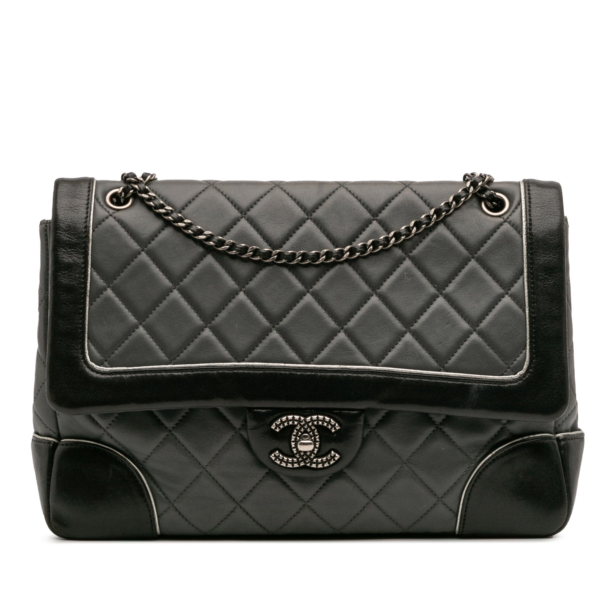 Chanel Paris-Salzburg Jumbo Bicolor Quilted Lambskin Tyrolean Flap - image 1