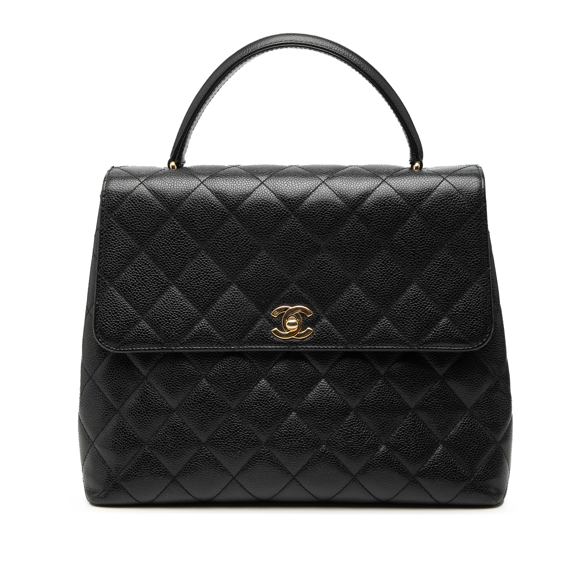 Chanel CC Quilted Caviar Kelly Top Handle Bag - image 1
