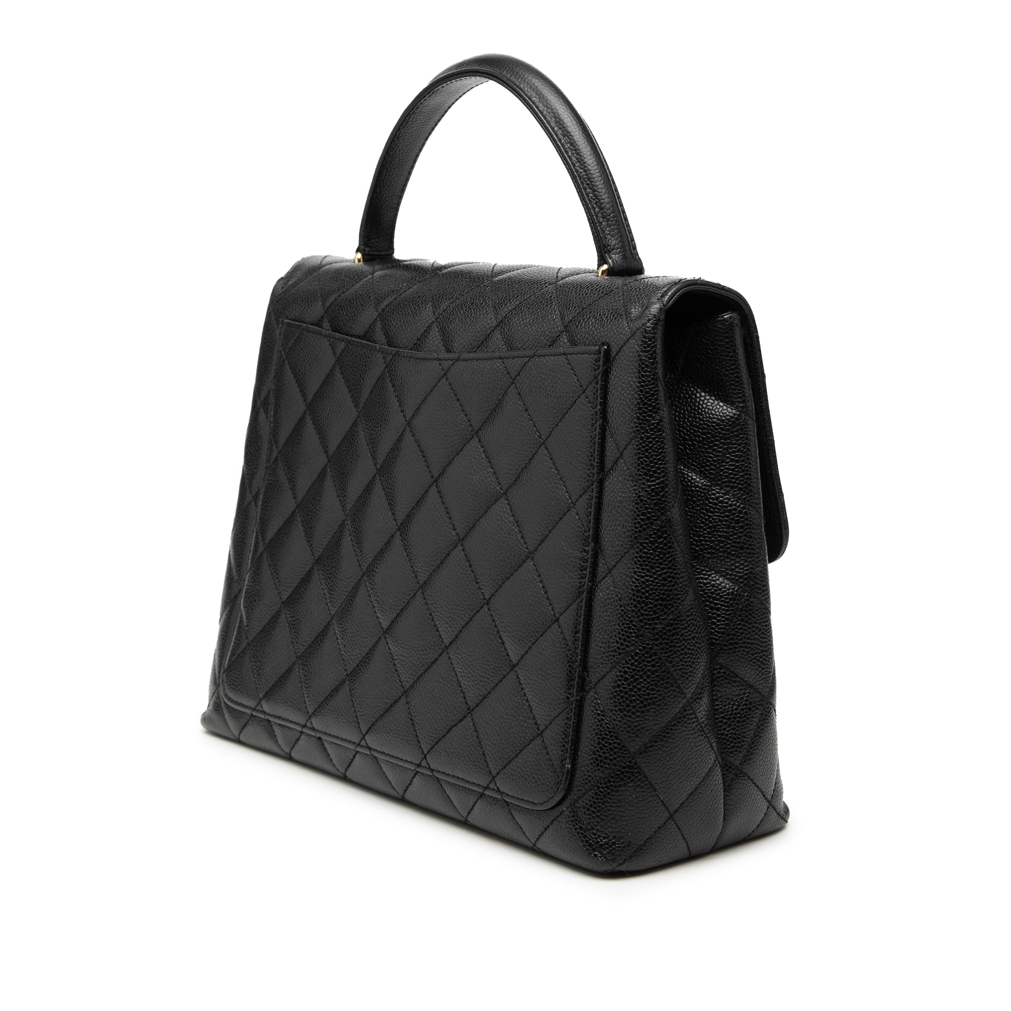 Chanel CC Quilted Caviar Kelly Top Handle Bag - image 2