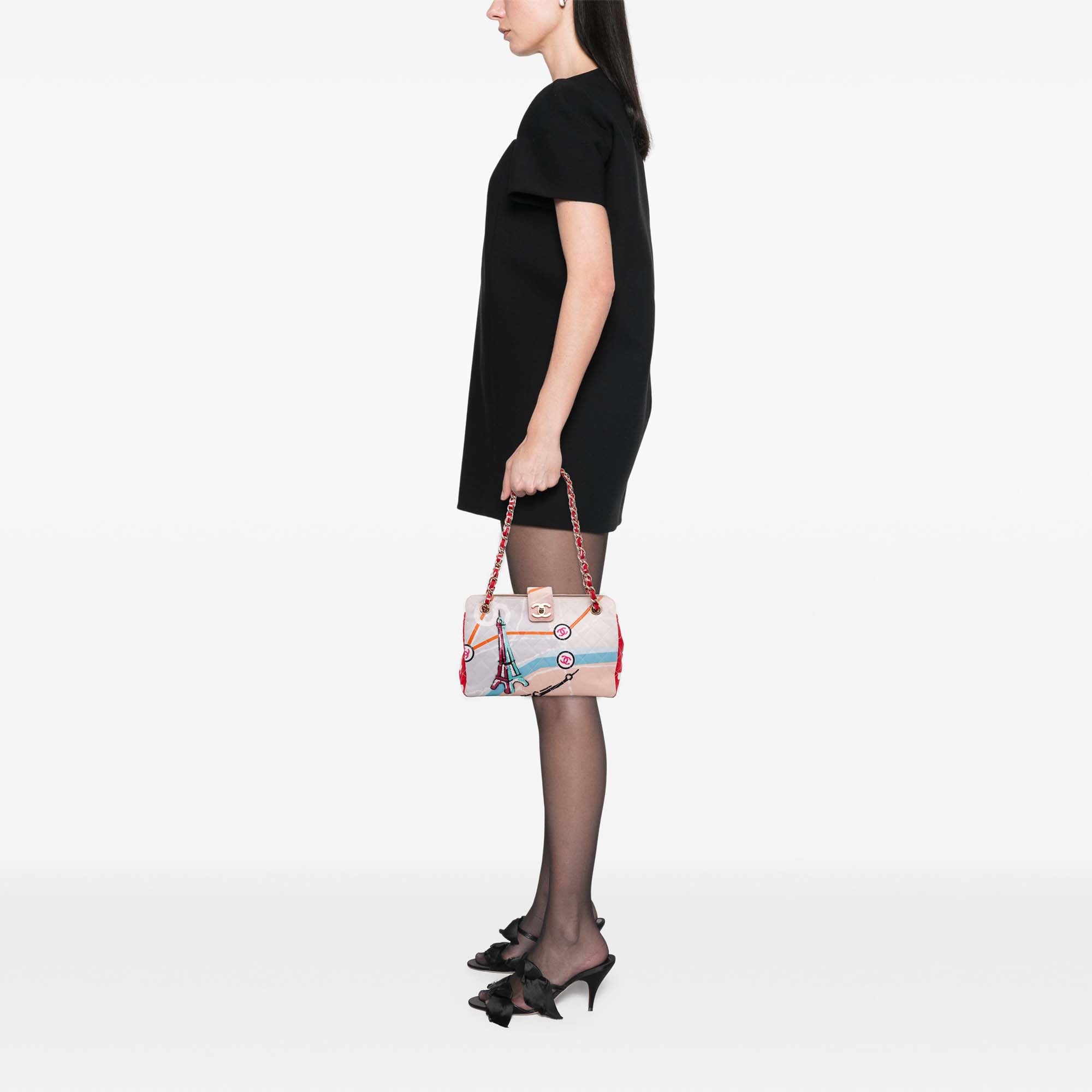 Chanel CC Printed Canvas Eiffel Tower Shoulder Bag - image 11
