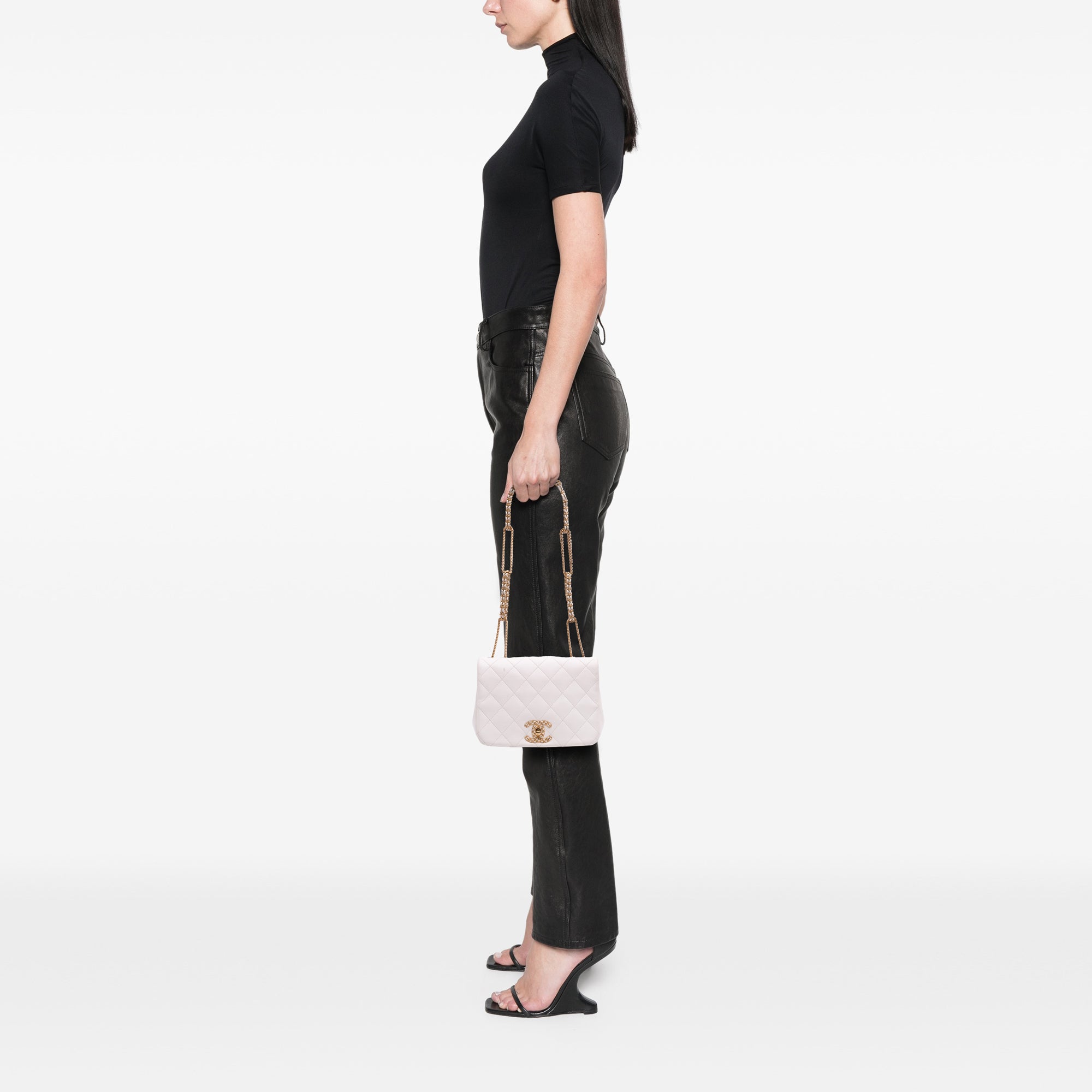 Chanel Small Quilted Lambskin On And On Chain Flap - image 10