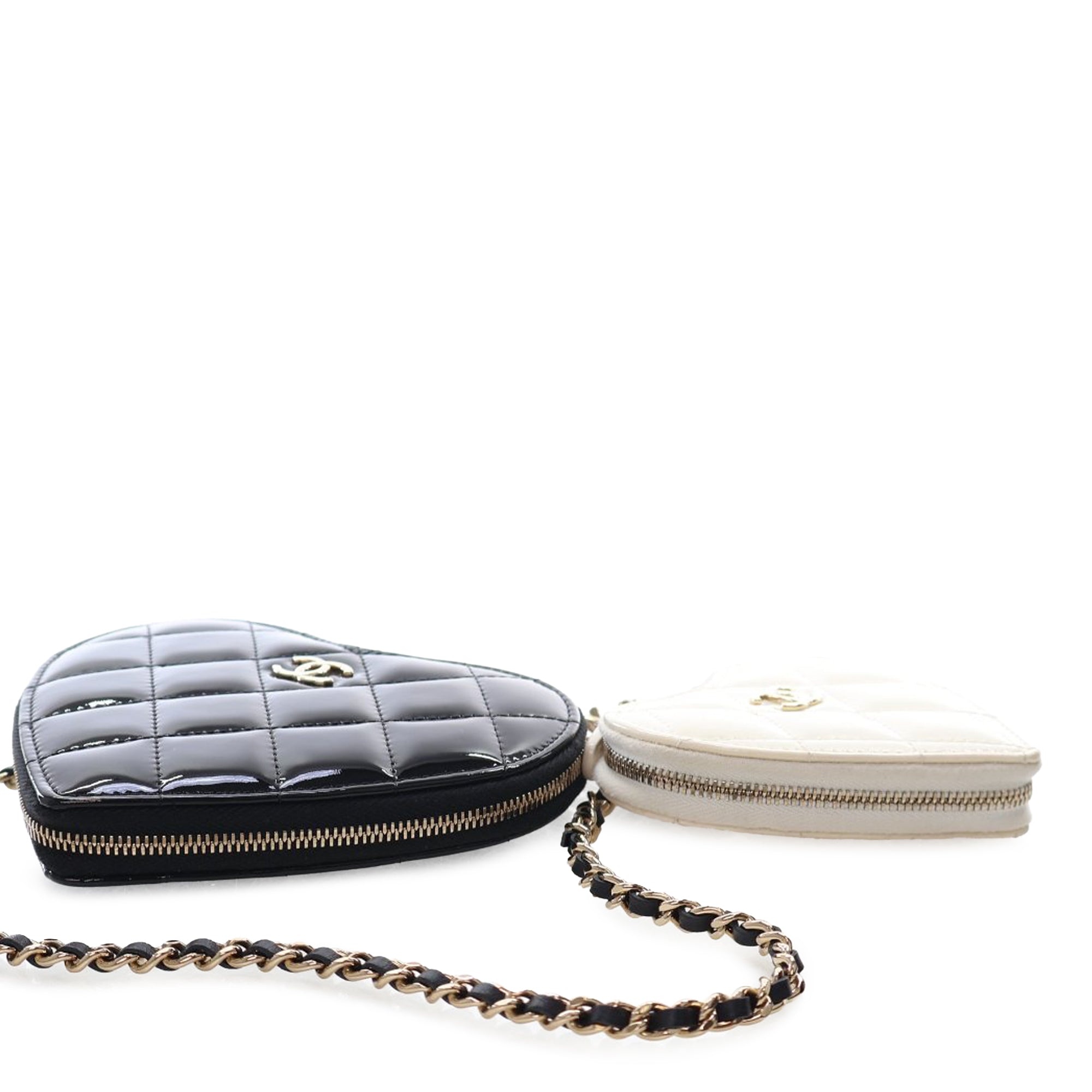 Chanel Quilted Patent Duo Heart Clutch with Chain - image 3