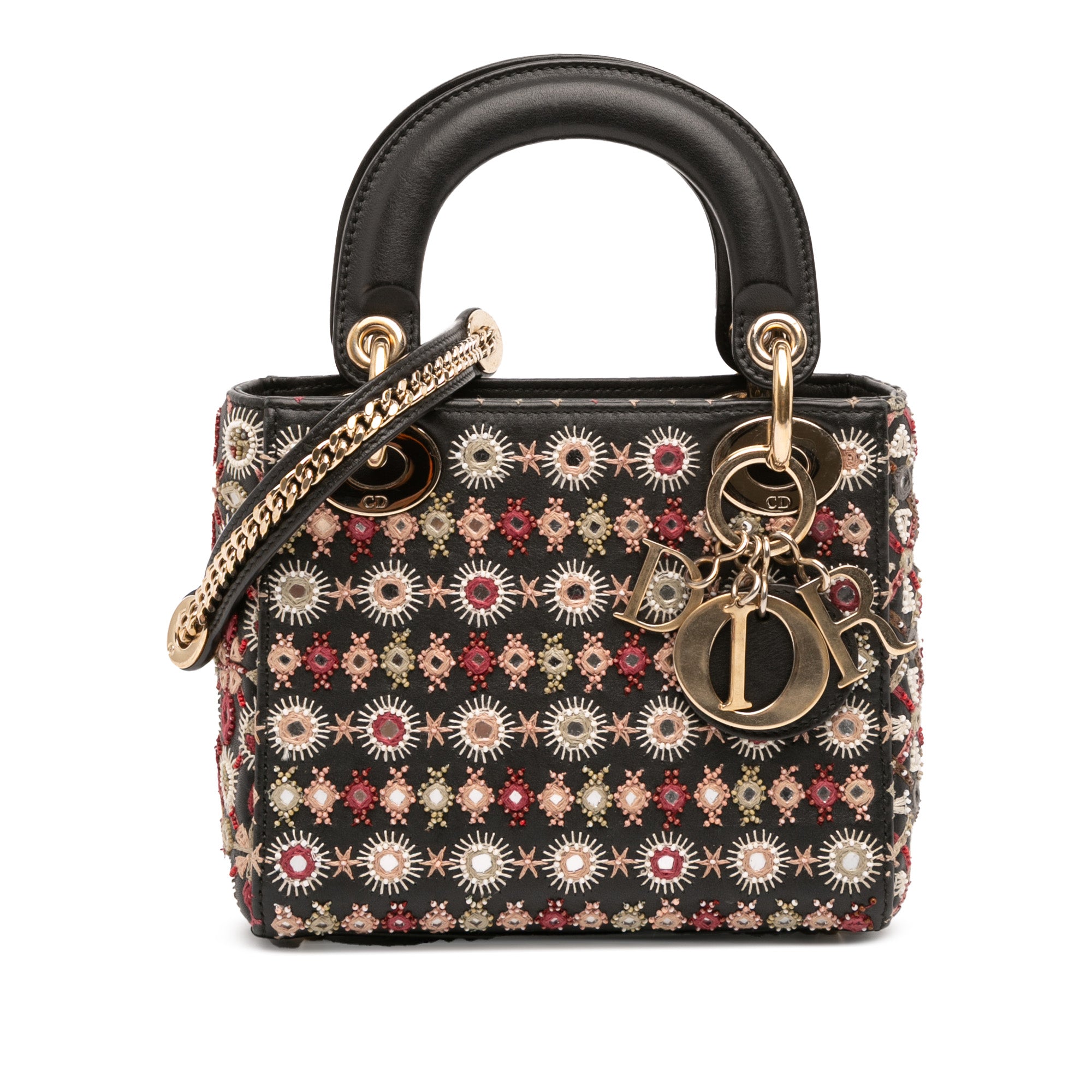 Dior Mini Calfskin Beaded Embroidered Lady Dior - image 1
