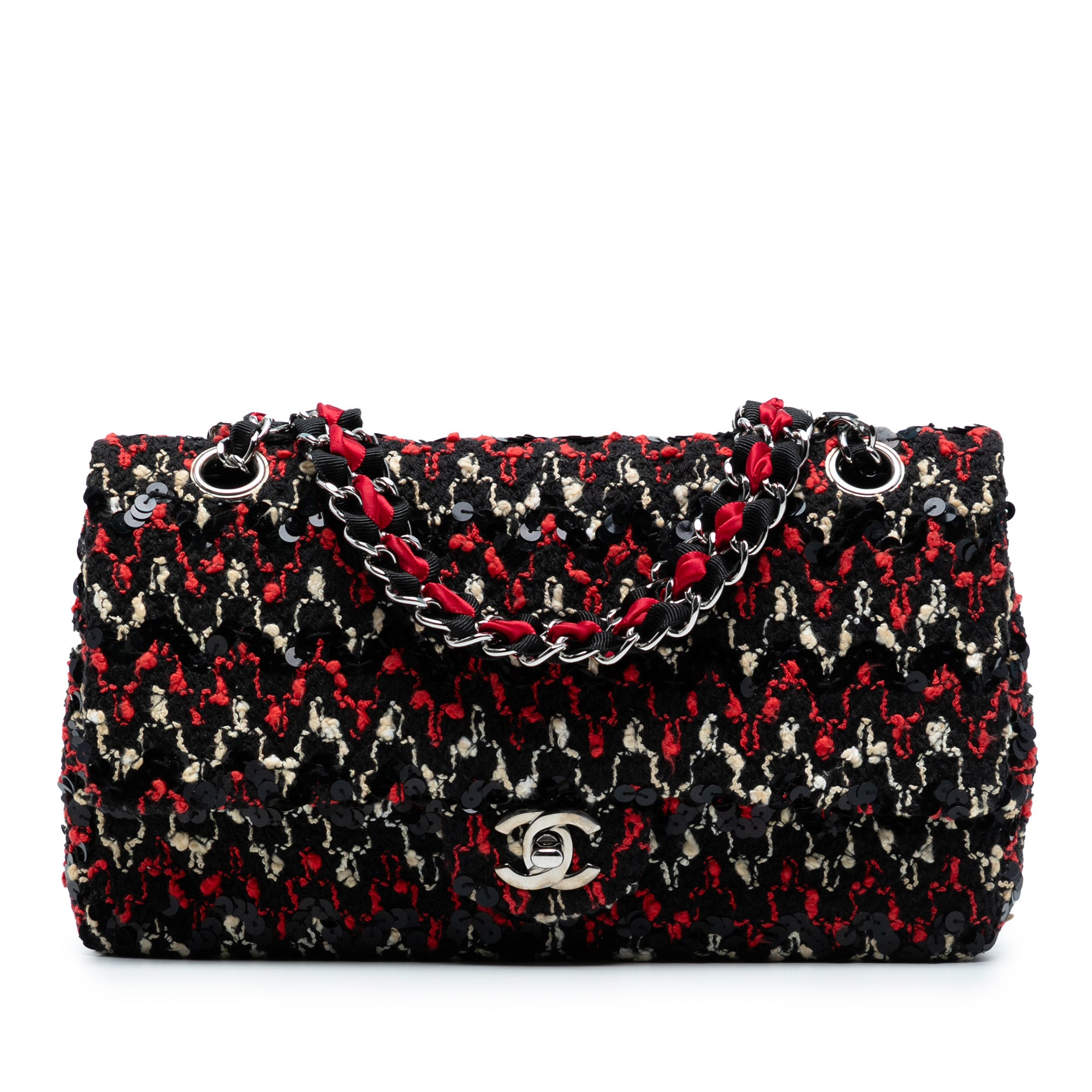 Chanel Medium Classic Tweed Sequins Double Flap - image 1