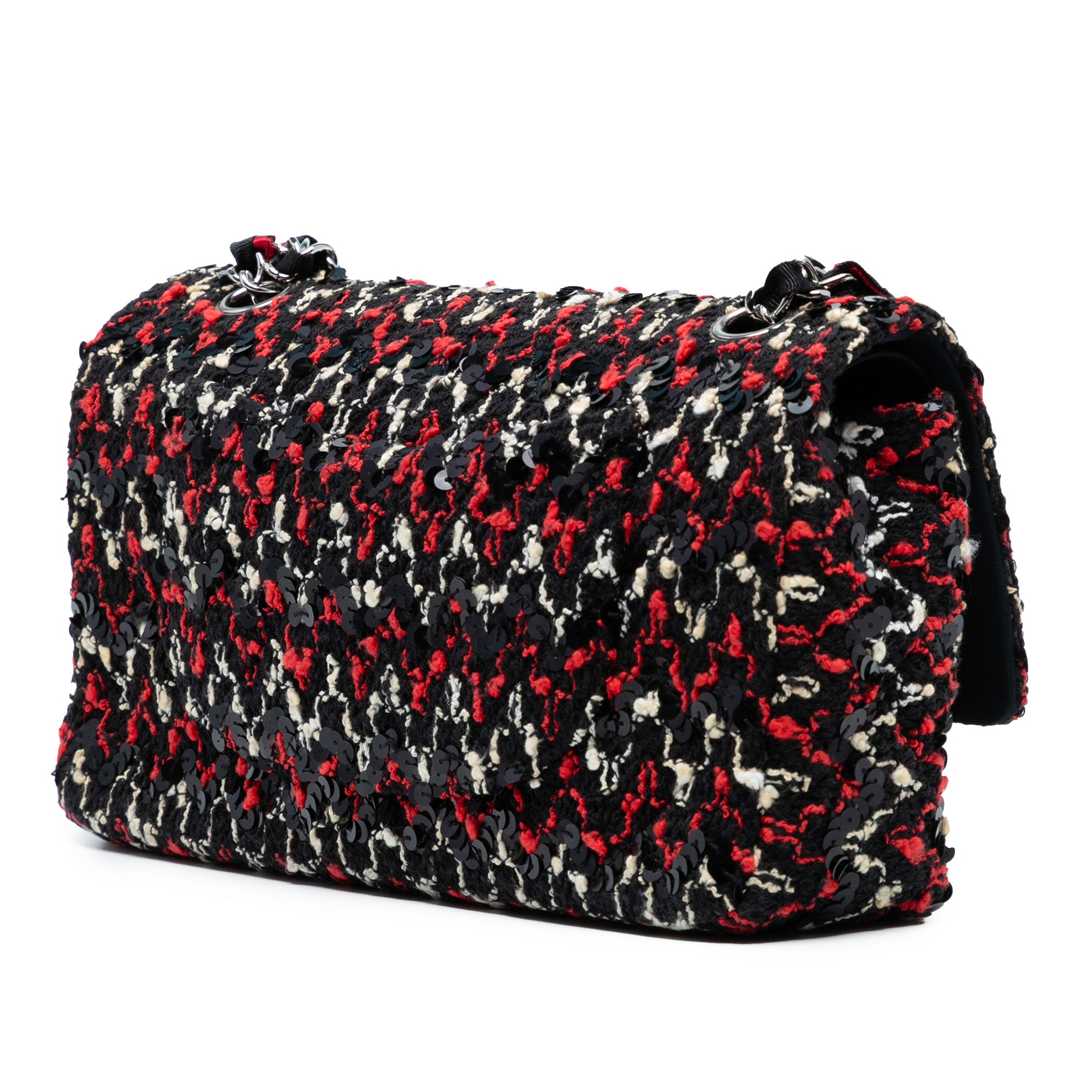 Chanel Medium Classic Tweed Sequins Double Flap - image 2