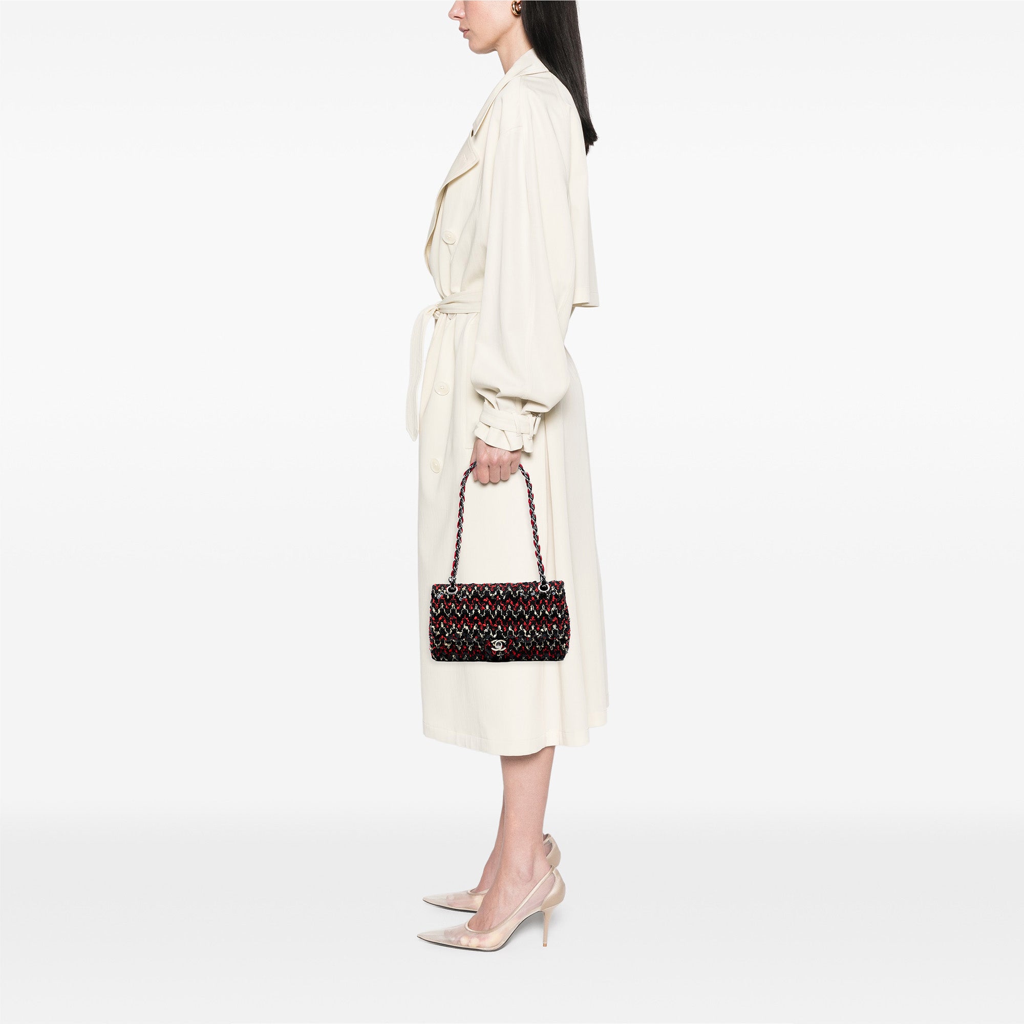 Chanel Medium Classic Tweed Sequins Double Flap - image 7