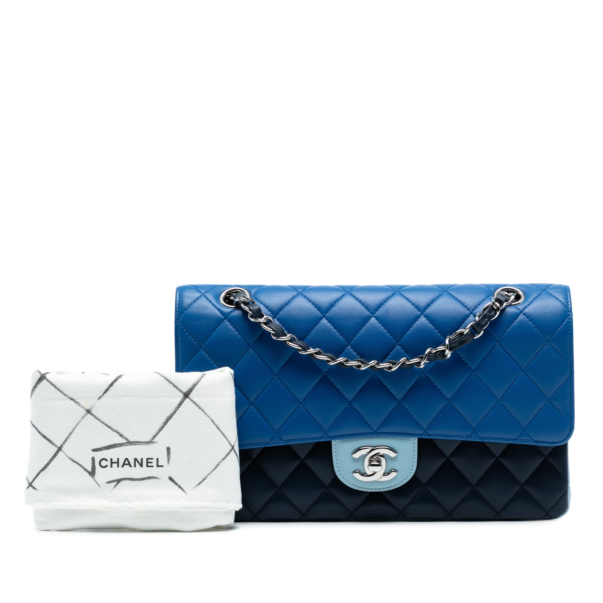 Chanel Medium Classic Tricolor Lambskin Double Flap - image 8