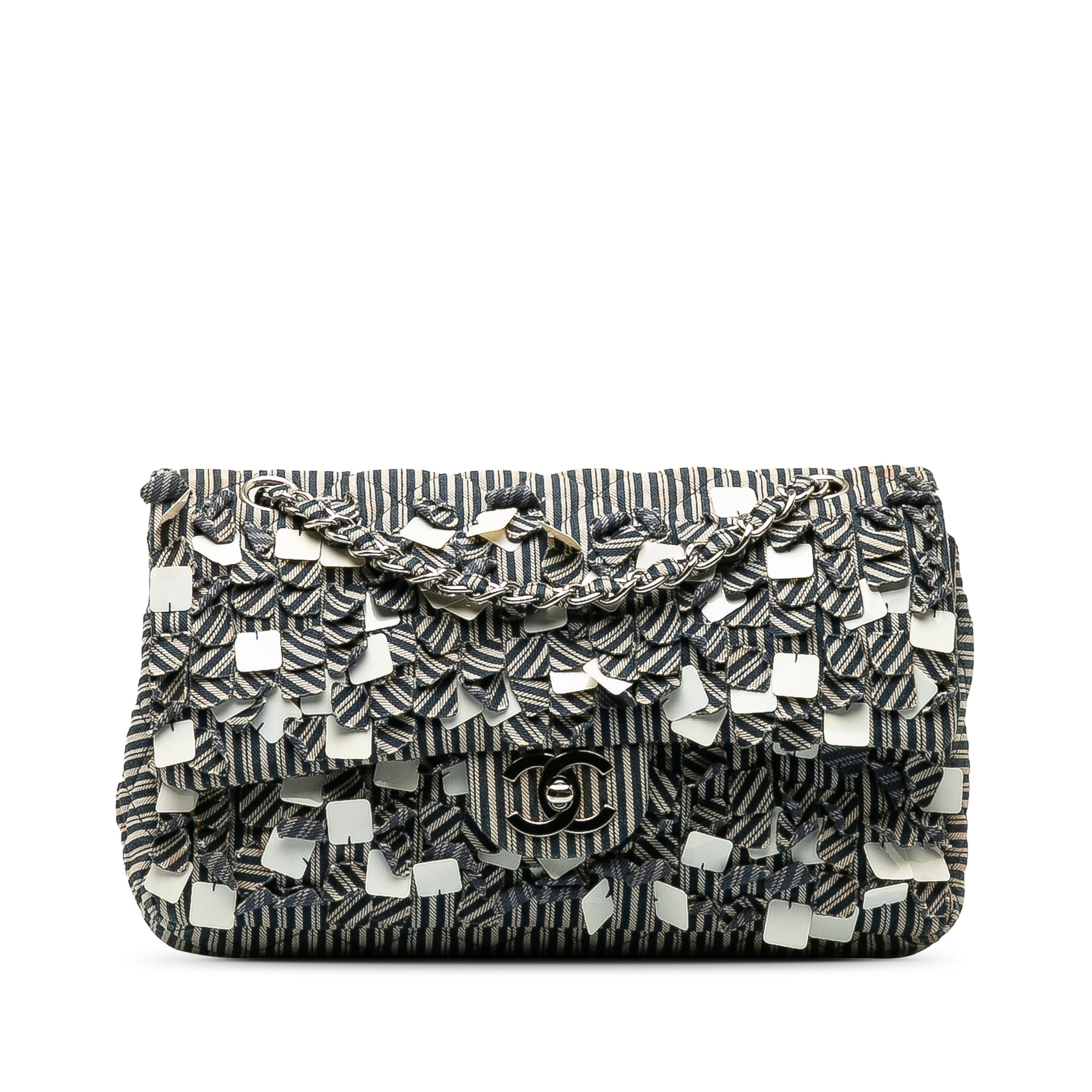 Chanel Medium Cotton Striped Double Flap - image 1