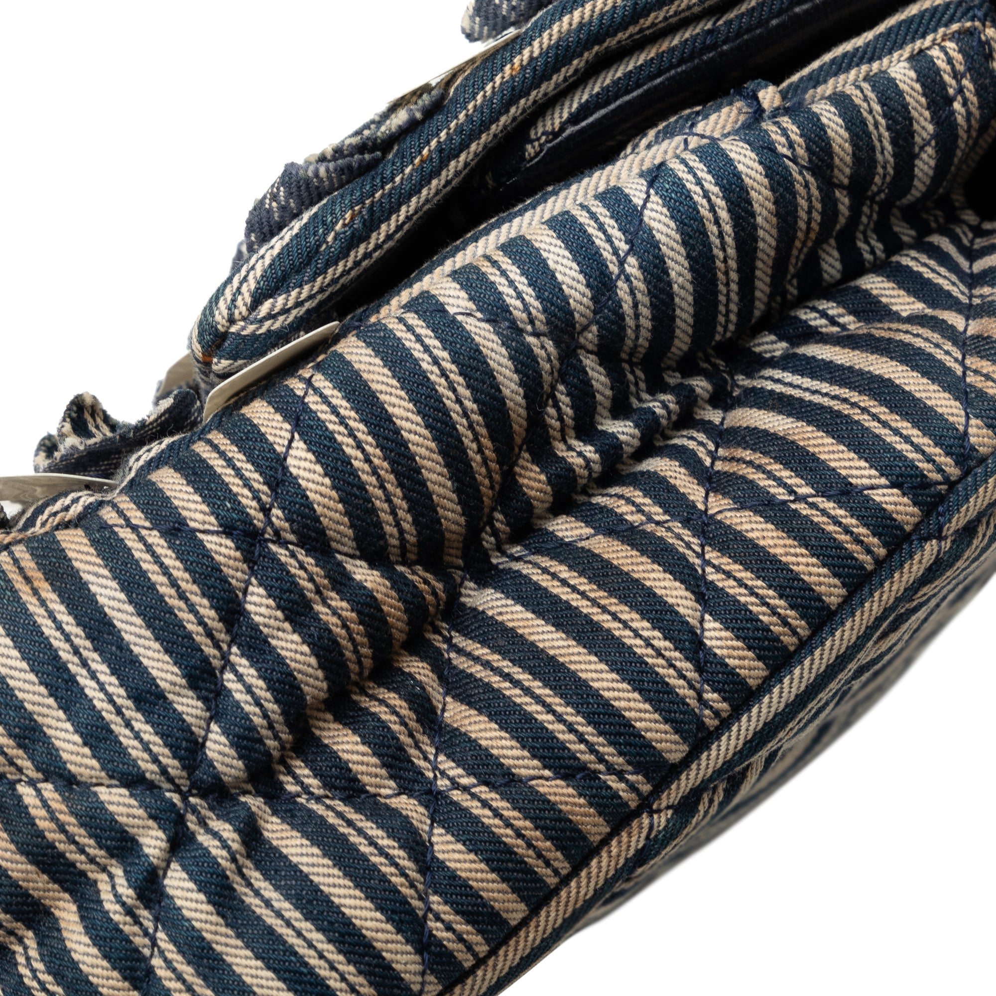 Chanel Medium Cotton Striped Double Flap - image 10