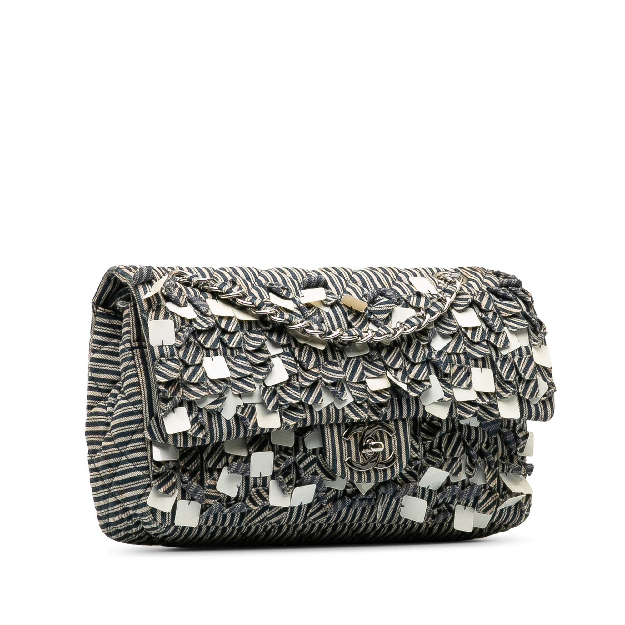 Chanel Medium Cotton Striped Double Flap - image 2
