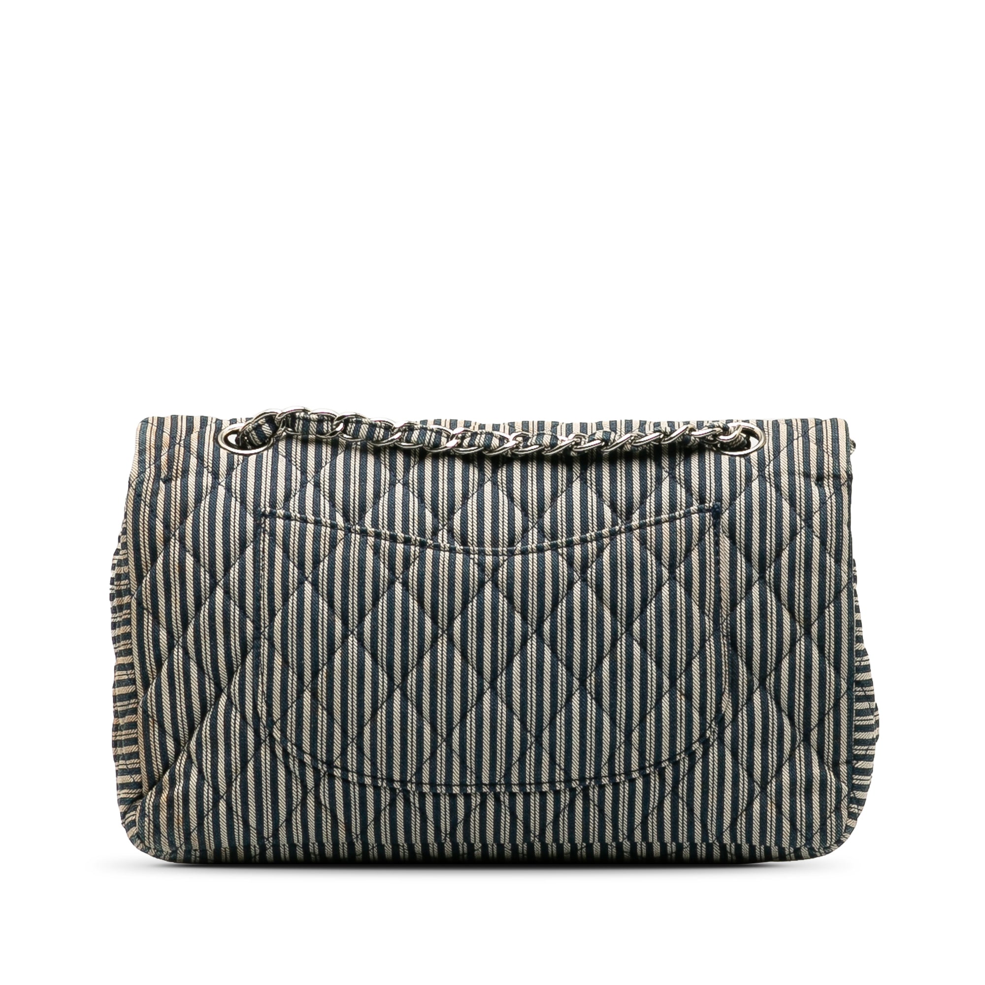 Chanel Medium Cotton Striped Double Flap - image 3