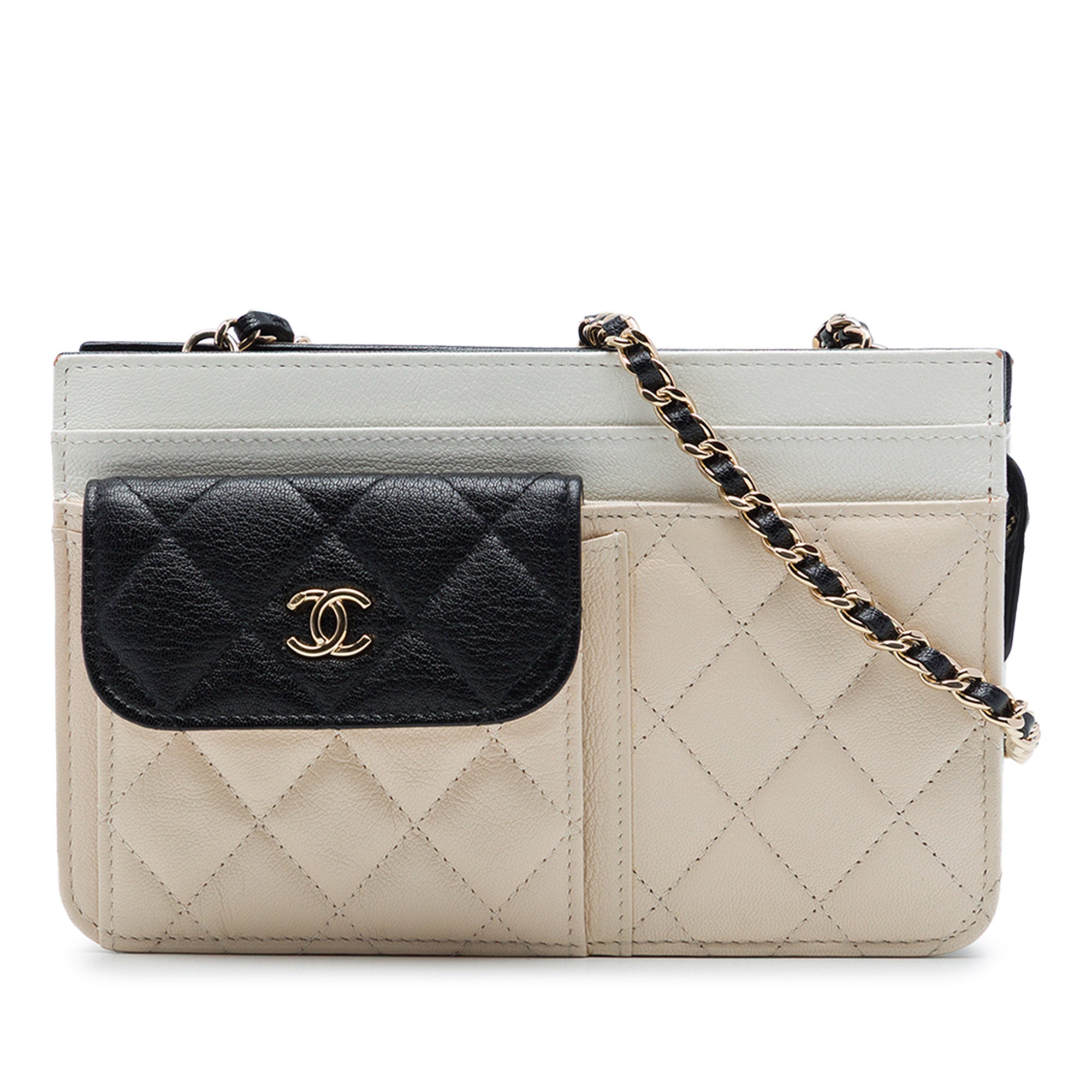 Chanel CC Tricolor Quilted Goatskin Multi Pocket Wallet On Chain - image 1