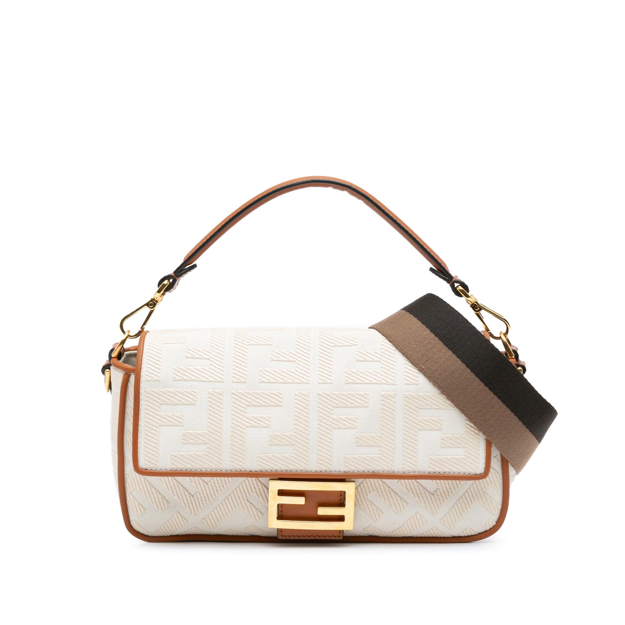 Fendi Medium Embroidered Canvas Baguette - image 1