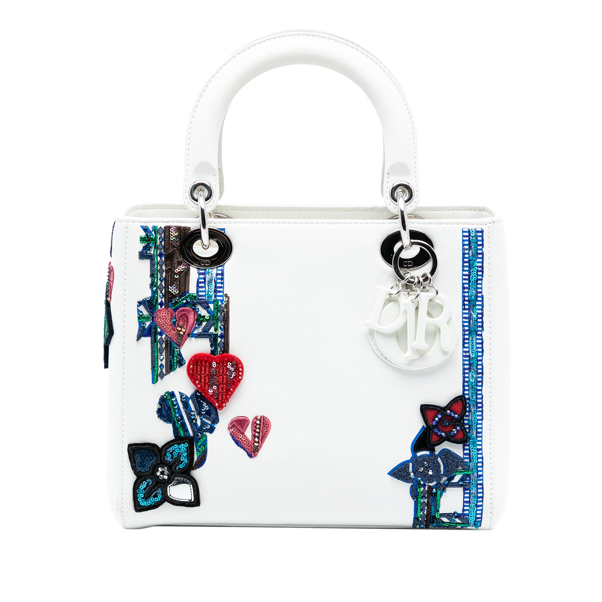 Dior Medium Embroidered Calfskin Heart and Floral Sequin Lady Dior - image 1