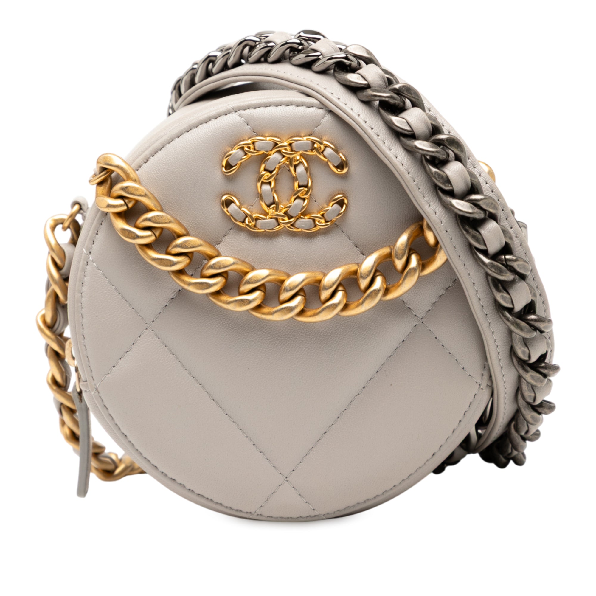 Chanel Lambskin 19 Round Clutch with Chain - image 1