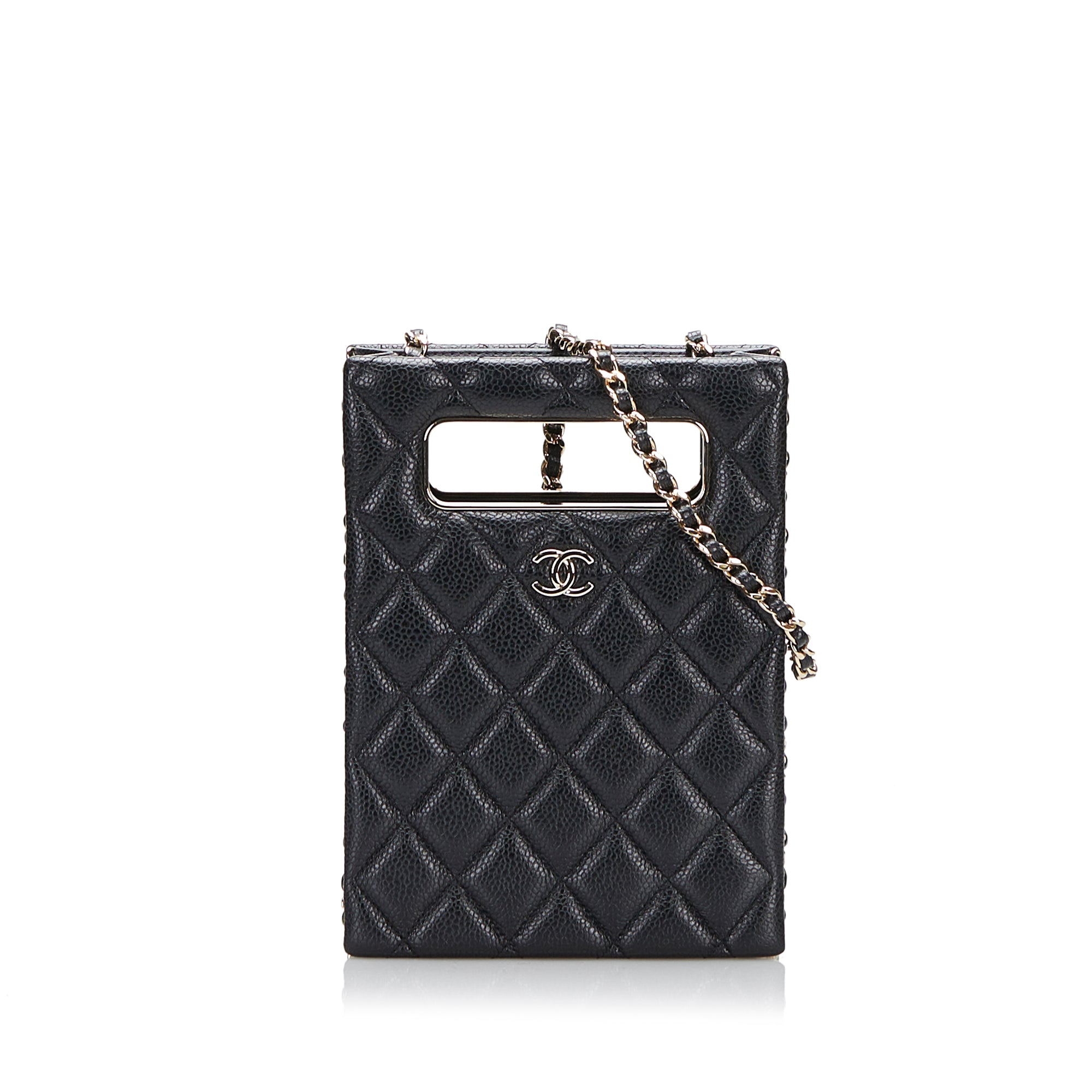 Chanel Mini Caviar Chain Around Cut Out Evening Bag - image 3