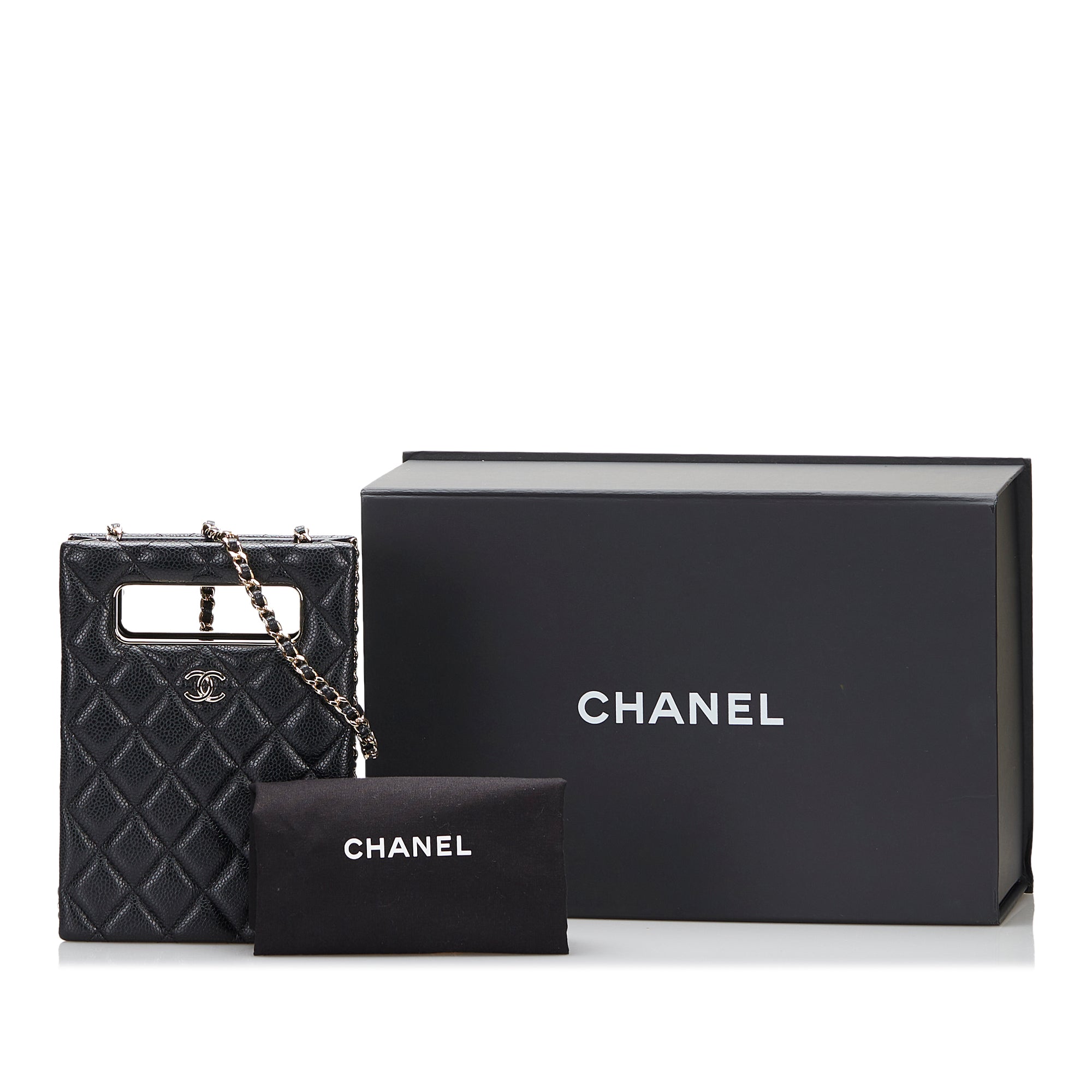 Chanel Mini Caviar Chain Around Cut Out Evening Bag - image 8