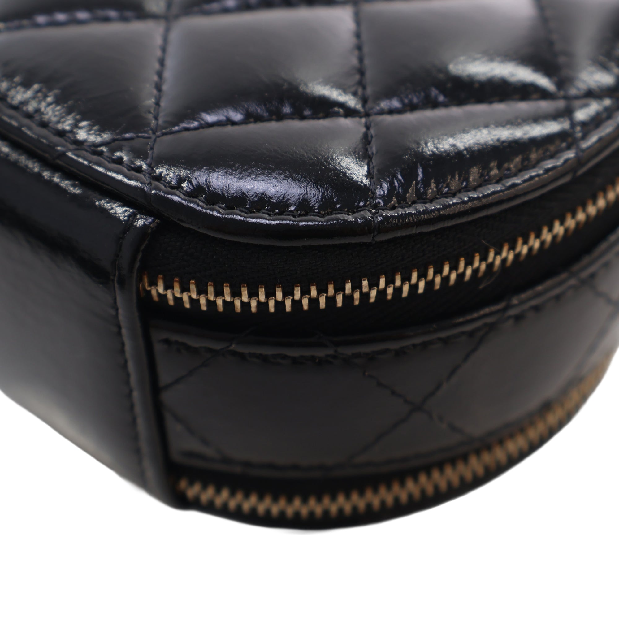 Chanel Quilted Glazed Lambskin Handle With Care Round Vanity Case with Chain - image 10