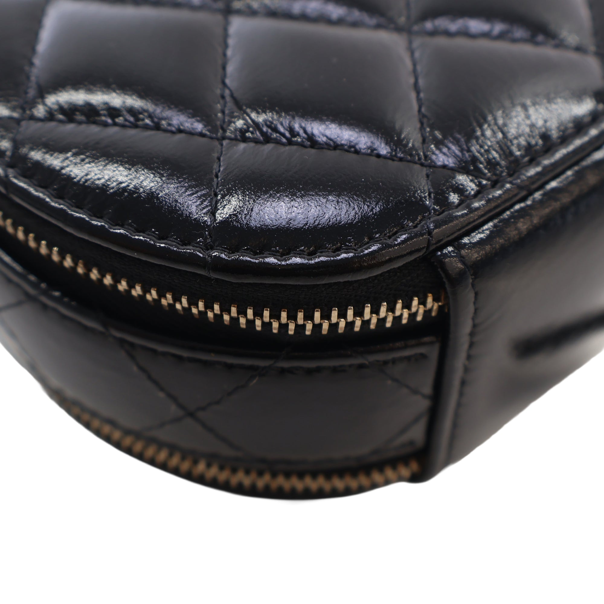 Chanel Quilted Glazed Lambskin Handle With Care Round Vanity Case with Chain - image 8