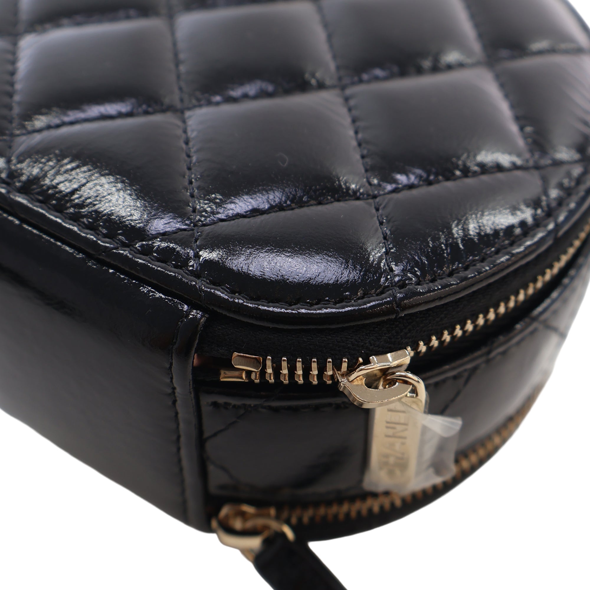 Chanel Quilted Glazed Lambskin Handle With Care Round Vanity Case with Chain - image 9