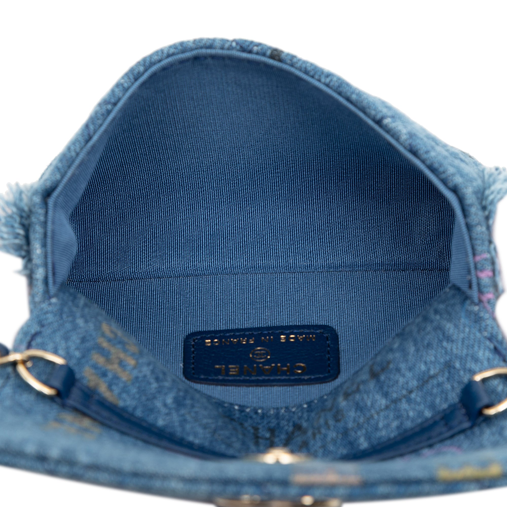 Chanel Fringe Denim Mood Clutch with Chain - image 4