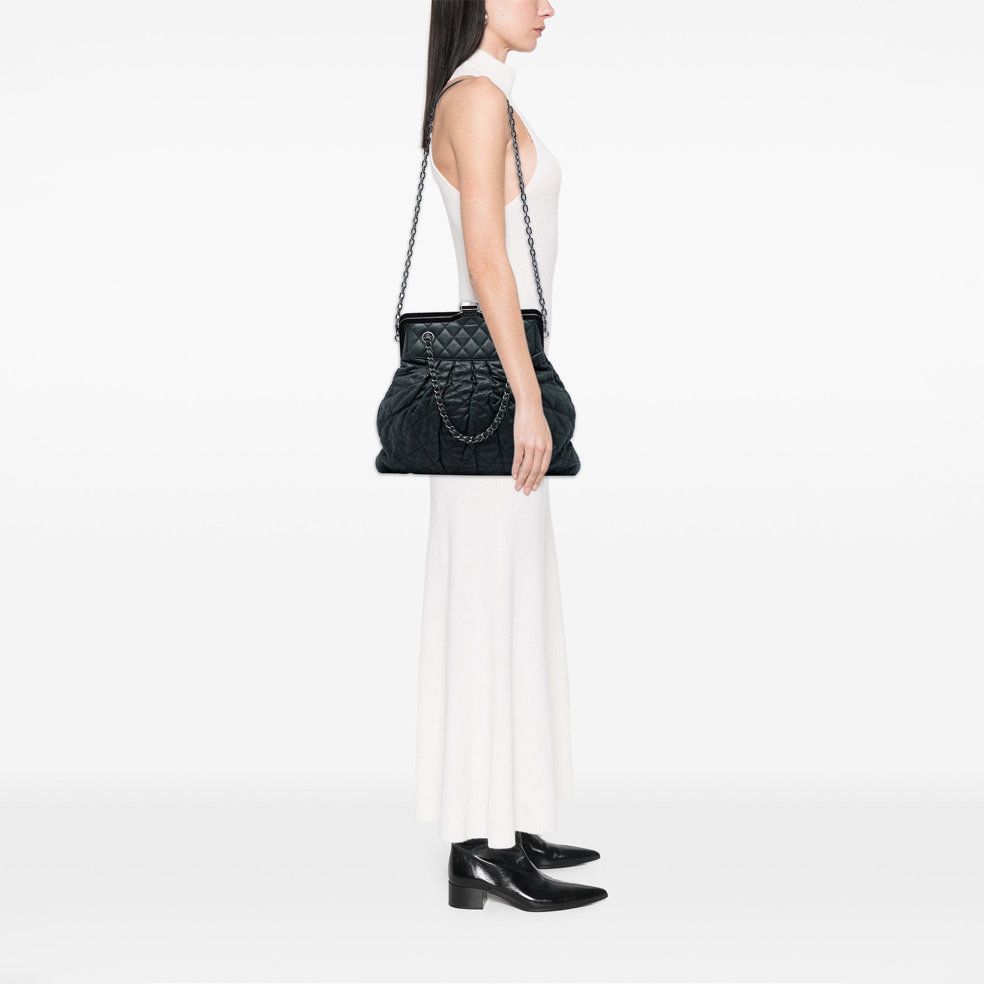 Chanel Quilted Iridescent Calfskin Chic Quilt Frame Satchel - image 6