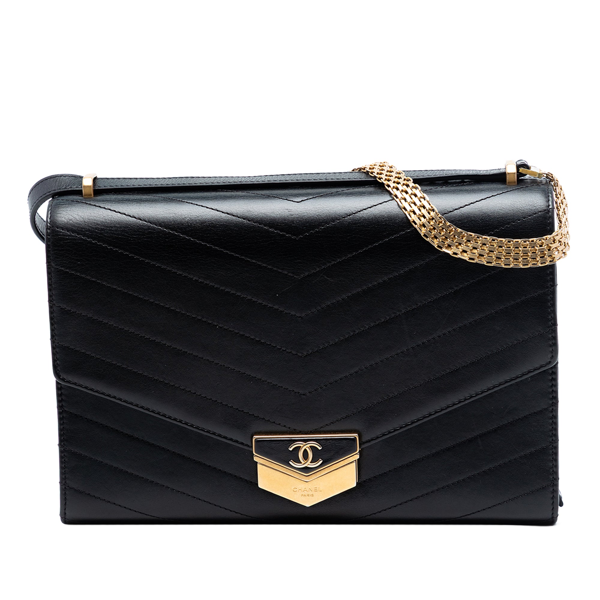 Chanel CC Chevron Calfskin Medal Flap - image 1