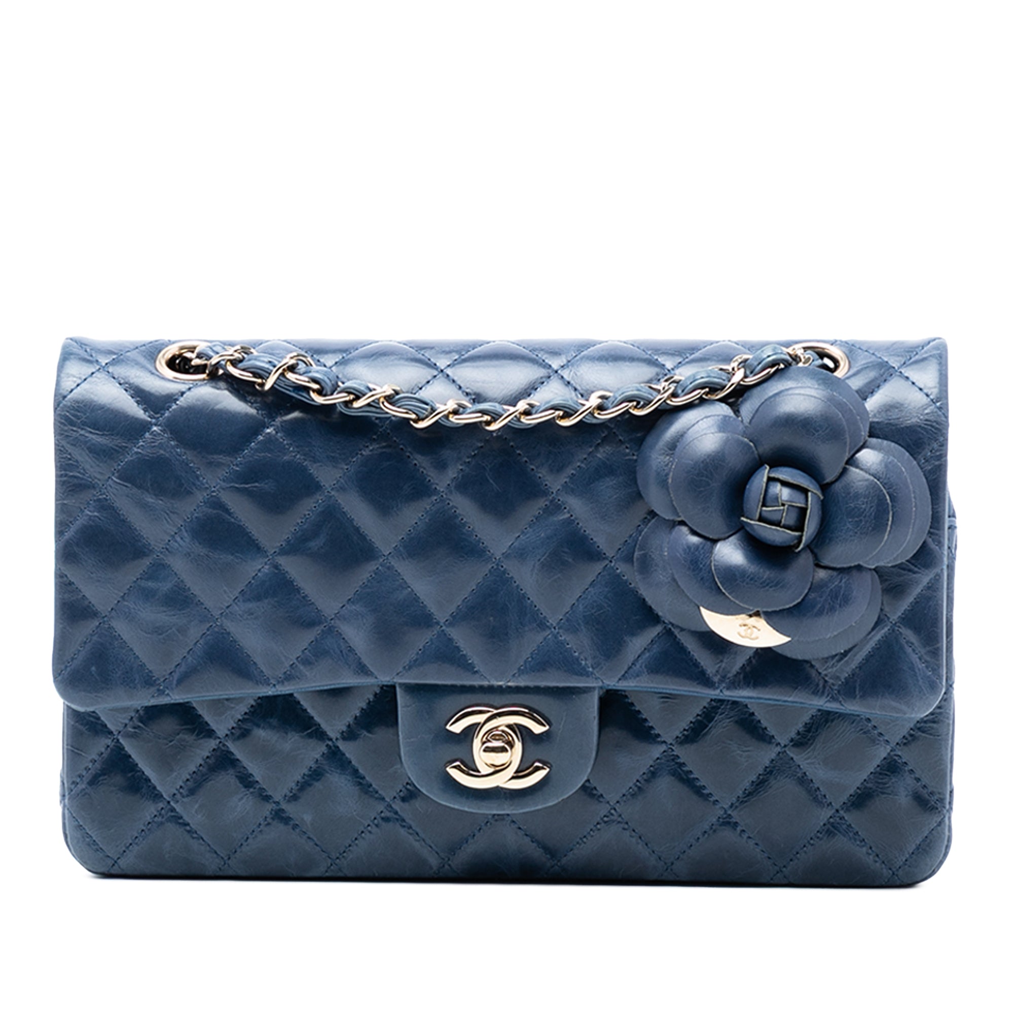 Chanel Medium Classic Glazed Calfskin Camellia Double Flap - image 1